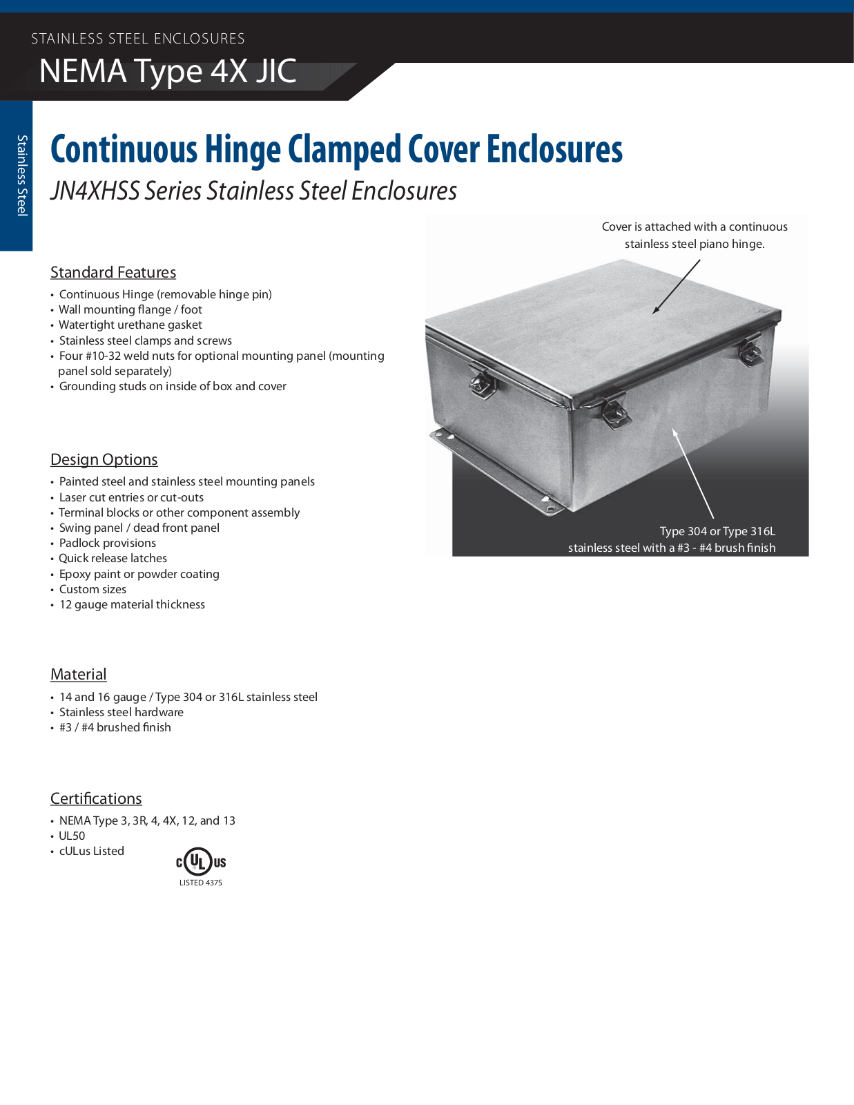 Adalet JN4XHSS Series Stainless Steel Enclosures Catalog Page