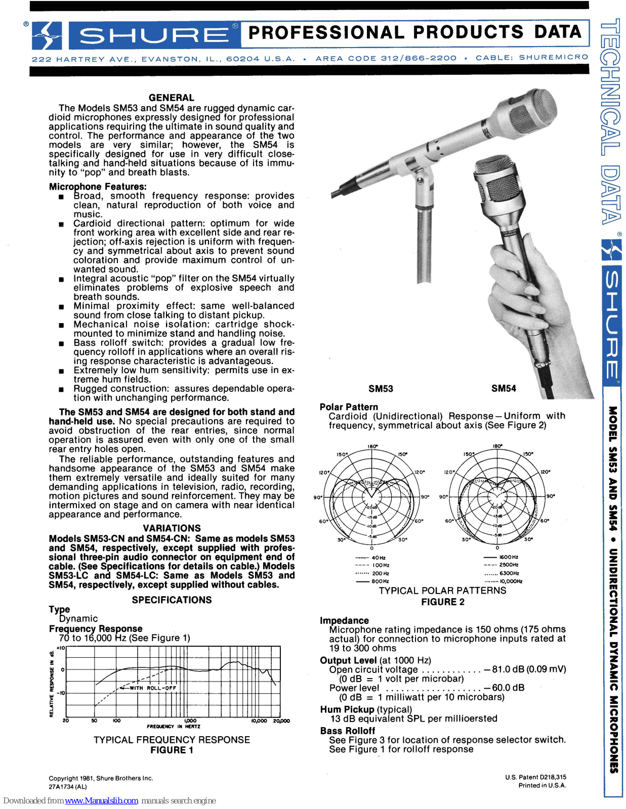 Shure SM53 Techical Data - ManualMachine.com