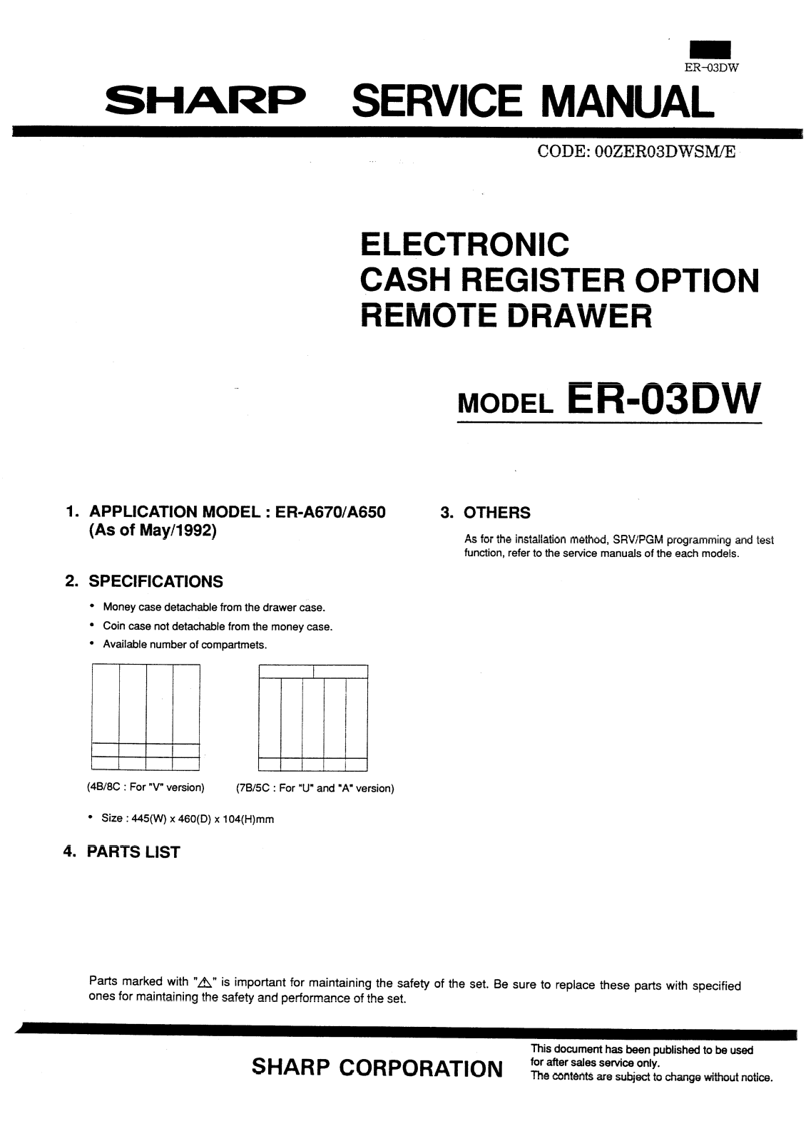 SHARP ER03DWS, ER-03DW Service Manual