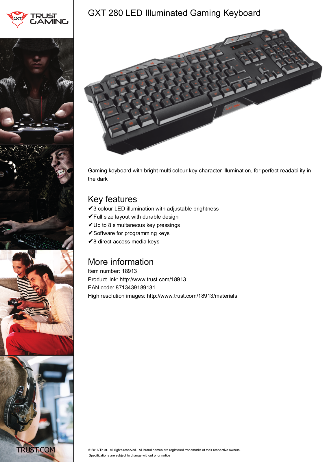 Trust GXT 280 LED Illuminated User Manual