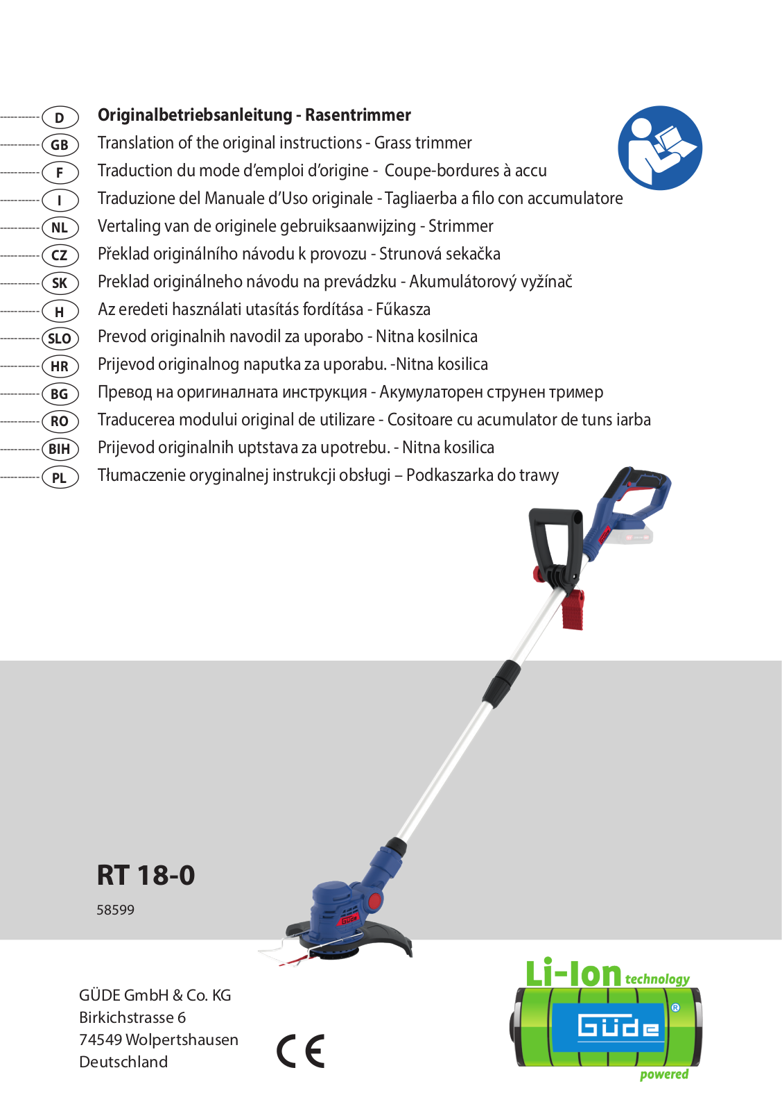 GÜDE RT 18-201-05 operation manual