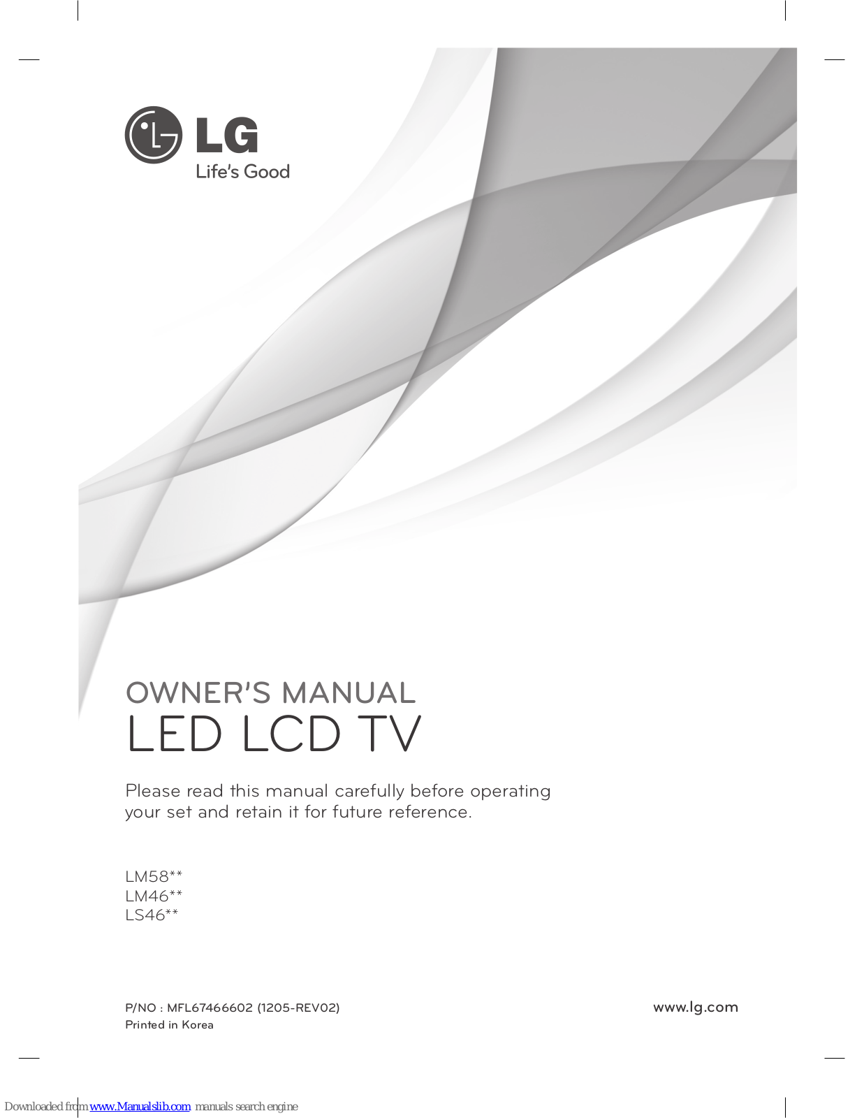 LG LM46 Series, 32LM580Y-TC, LS46 Series, 32LM5800-TC, 42LM5800-TC Owner's Manual
