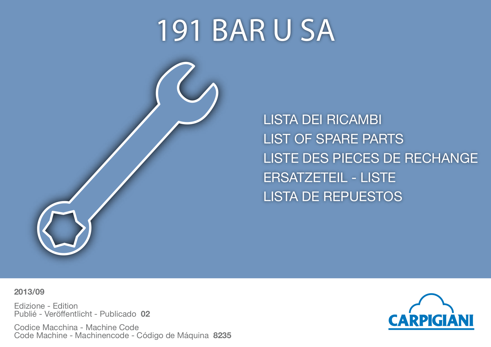 Carpigiani 191 BAR USA Parts Manual