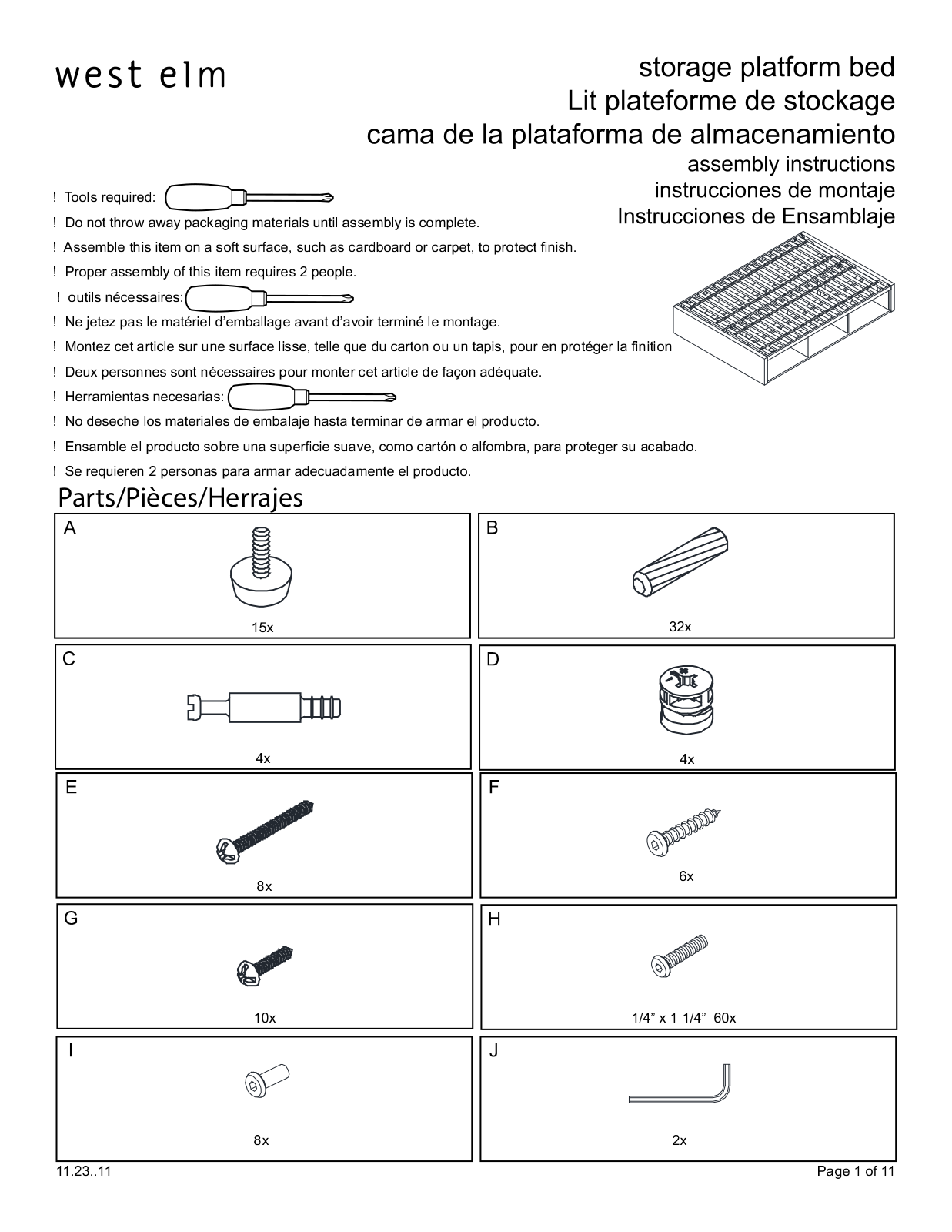 West Elm Storage Platform Bed Assembly Instruction