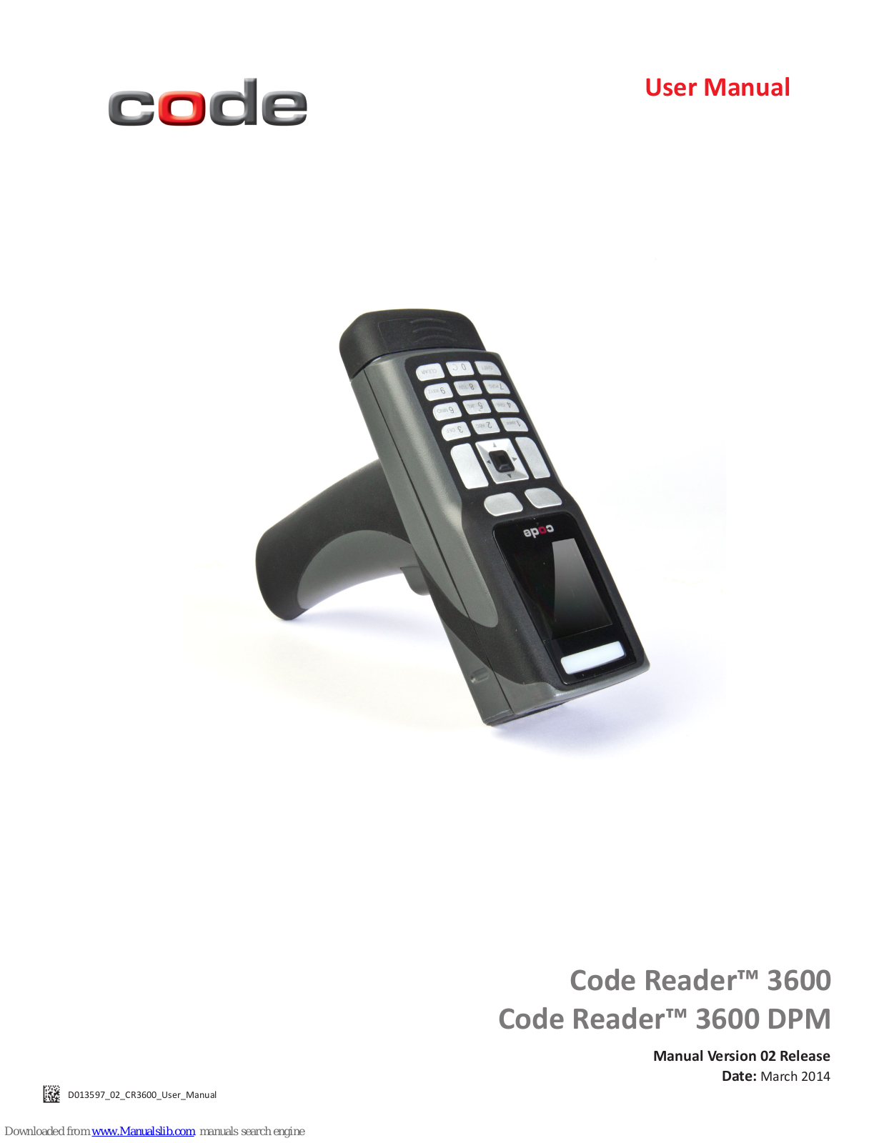 Code Reader 3600, Code Reader 3600 DPM User Manual