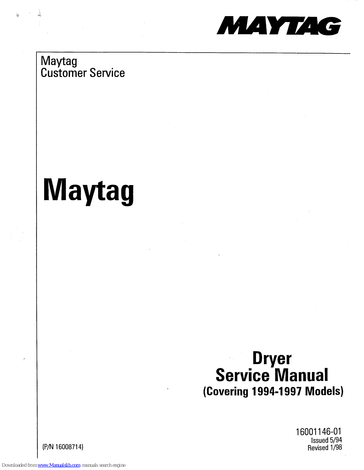 Maytag LD7334, LD8404, LD8424, LD8704, LD9314 Service Manual