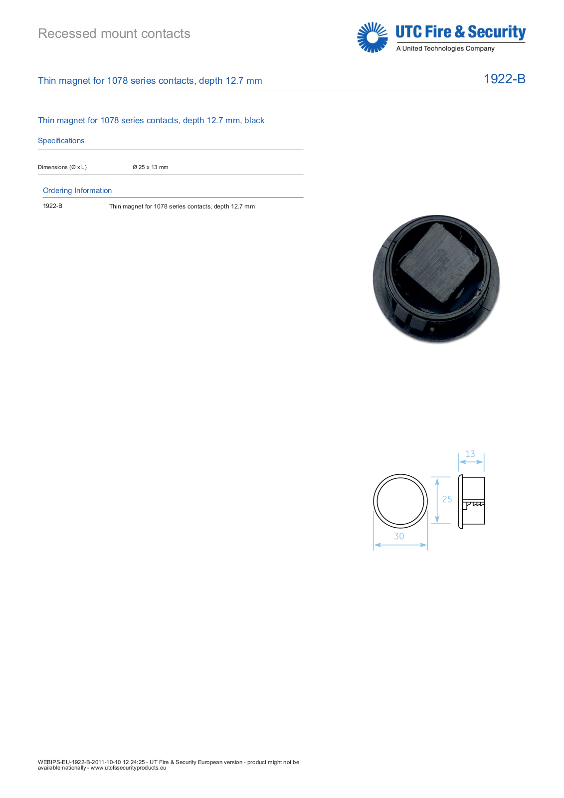 Interlogix 1922-B Specsheet