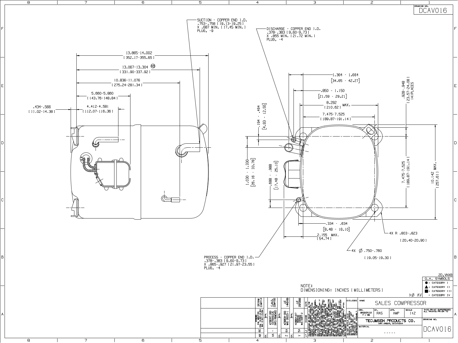 Tecumseh AVA2490ZXN, AVA2490ZXT, AVA5532EXT, AVA5535EXT Drawing Data