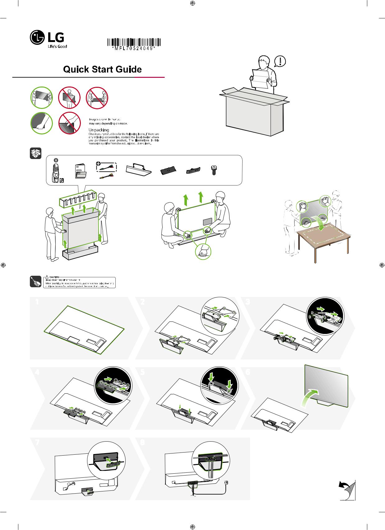 LG OLED55BXPTA QUICK SETUP GUIDE