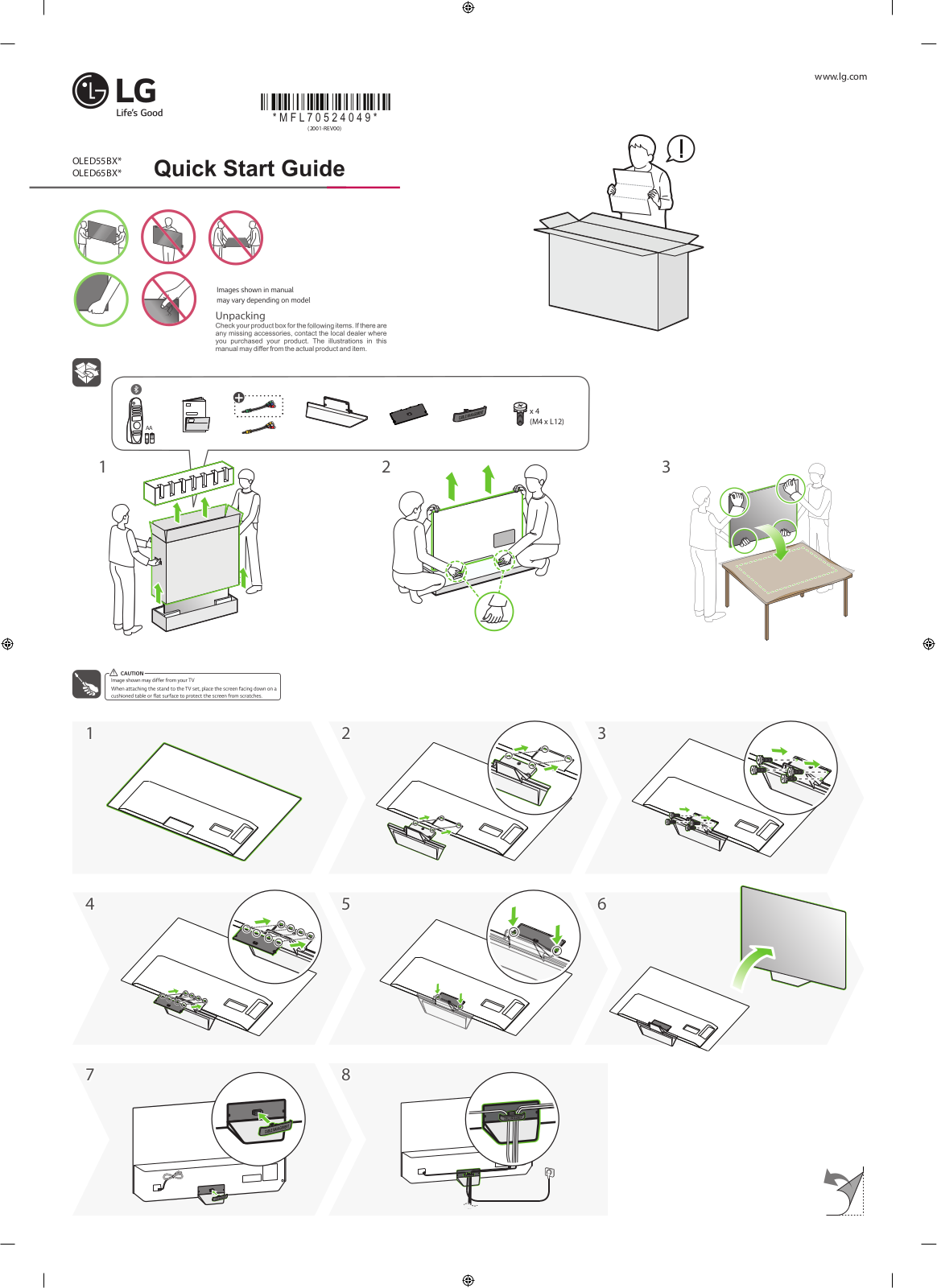 LG OLED55BXPTA QUICK SETUP GUIDE