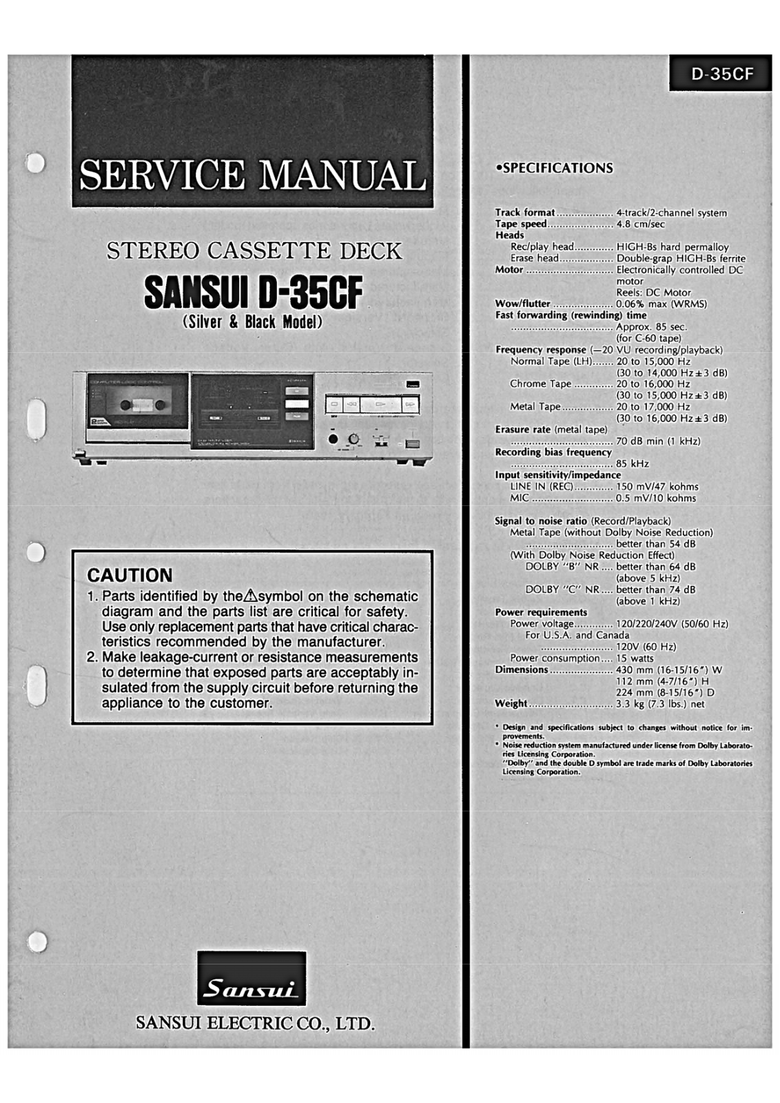 Sansui D-35-CF Service Manual