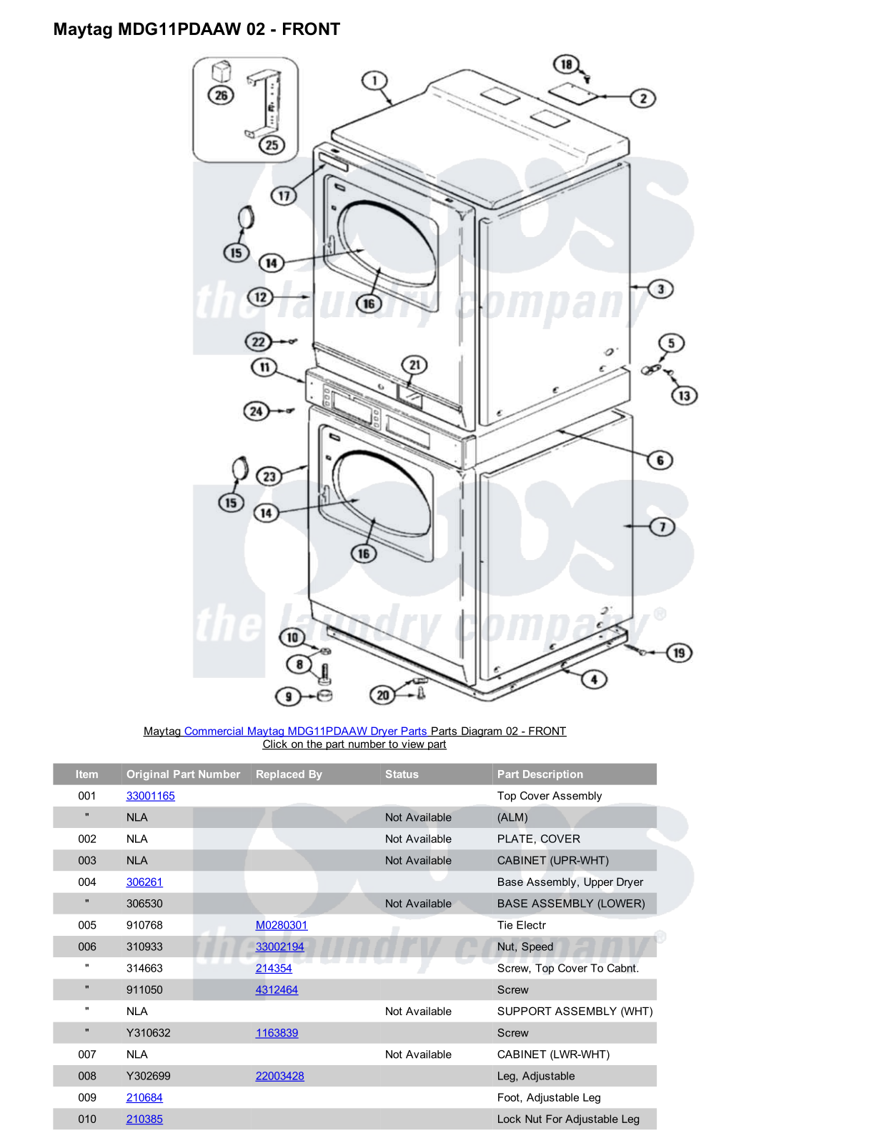 Maytag MDG11PDAAW Parts Diagram