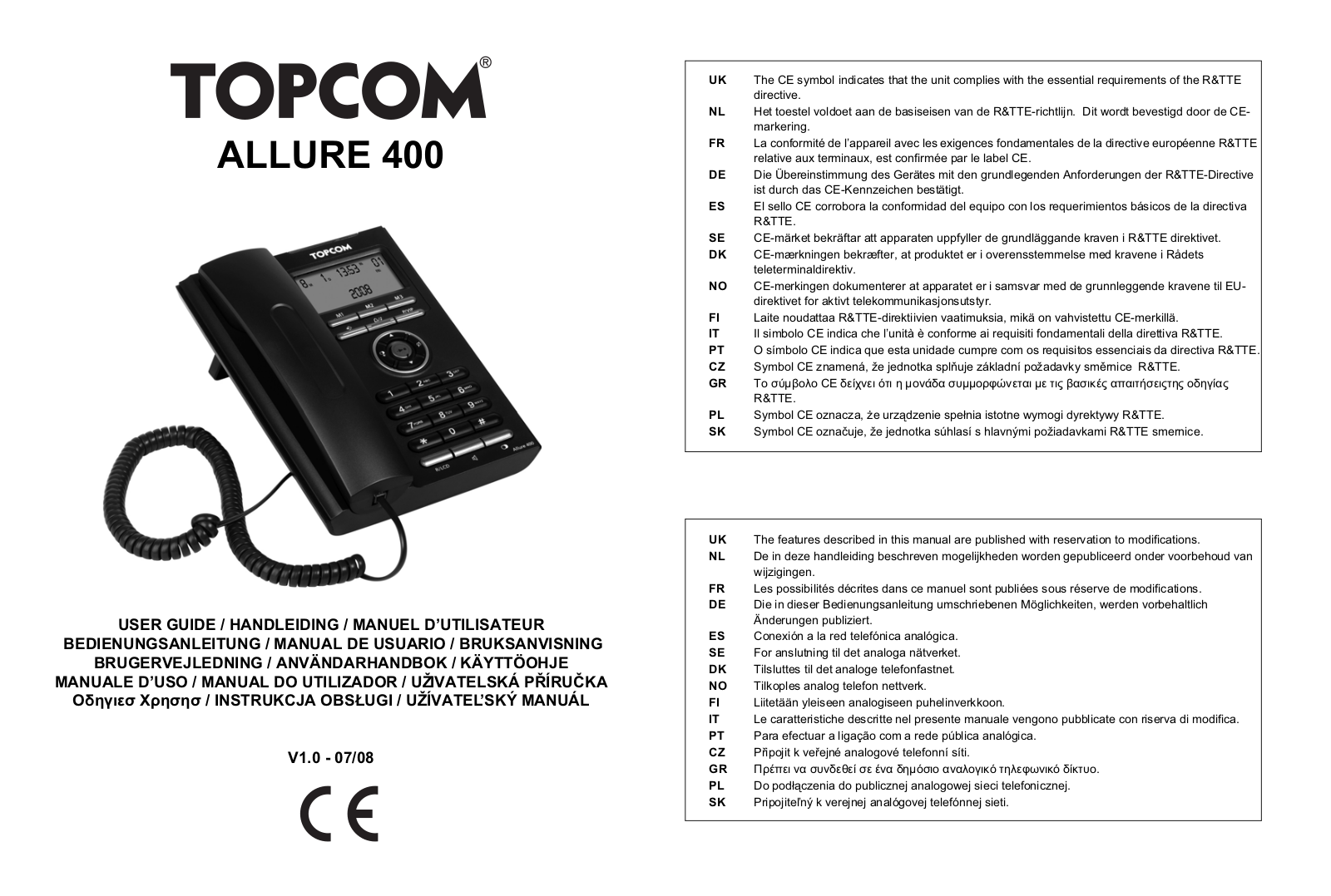 Topcom Allure 400 User Manual