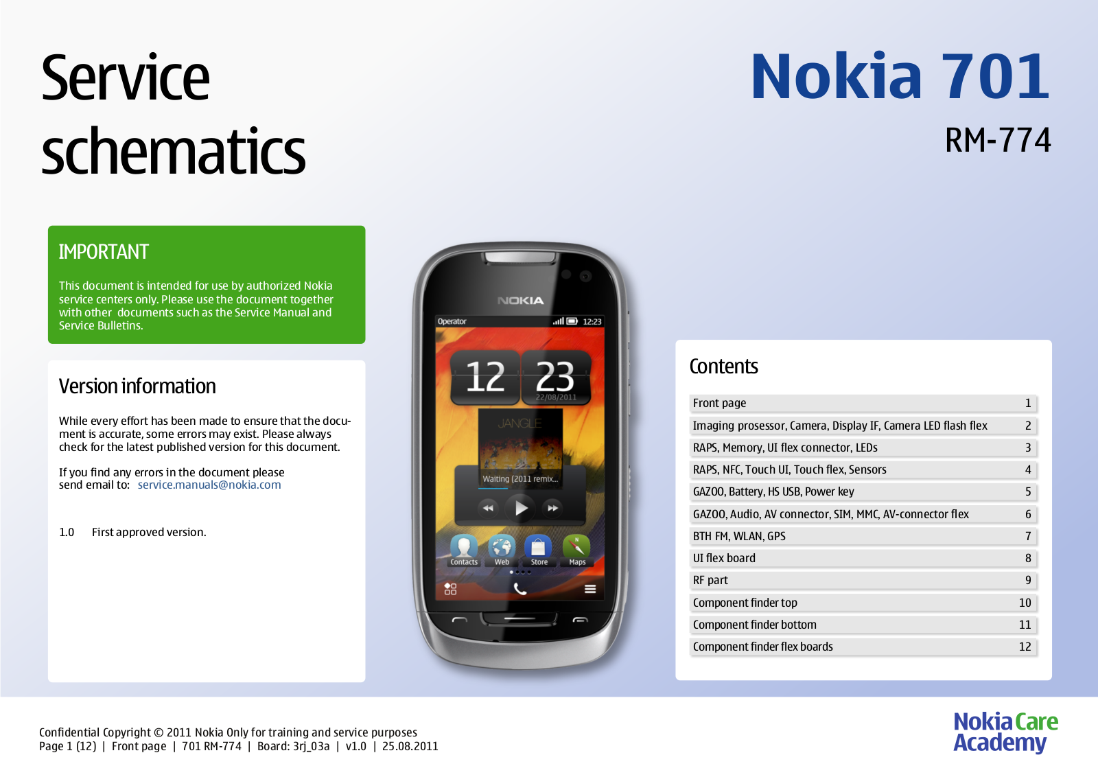 Nokia 701, RM-774 Service Schematics