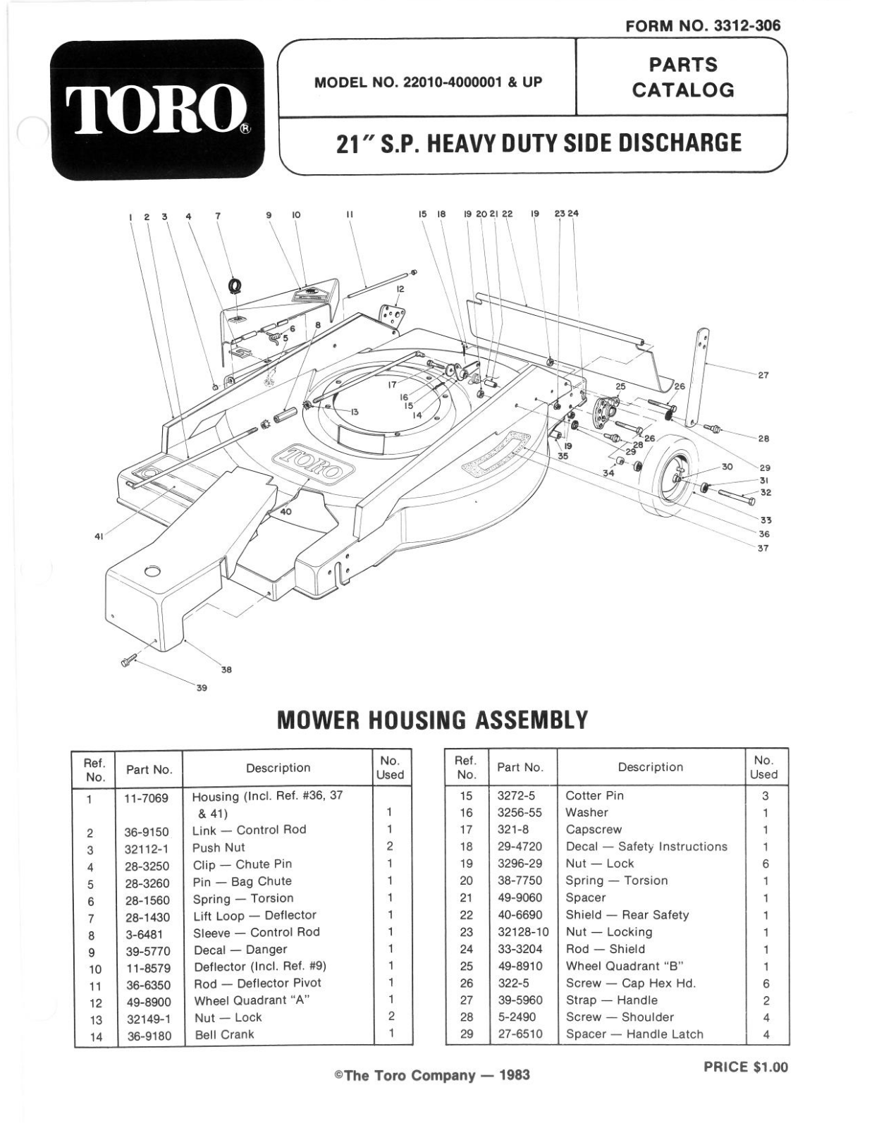 Toro 22010 Parts Catalogue