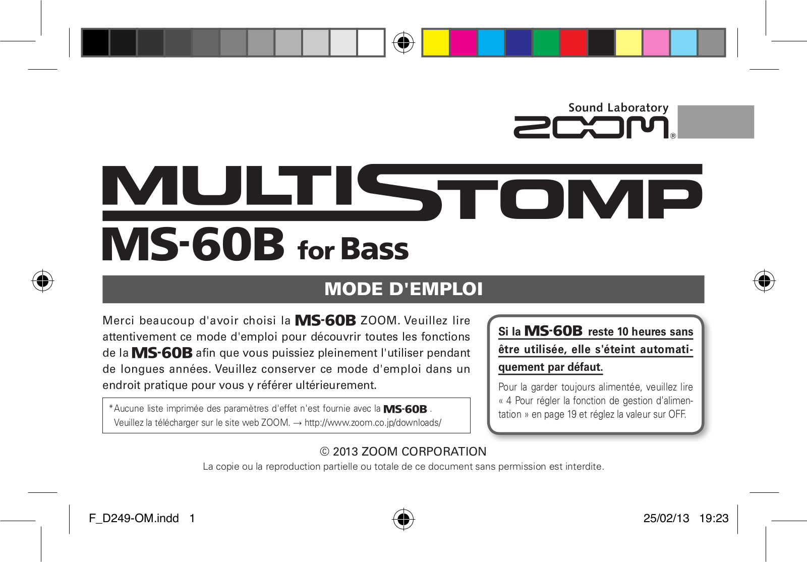 ZOOM MS-60B User Manual