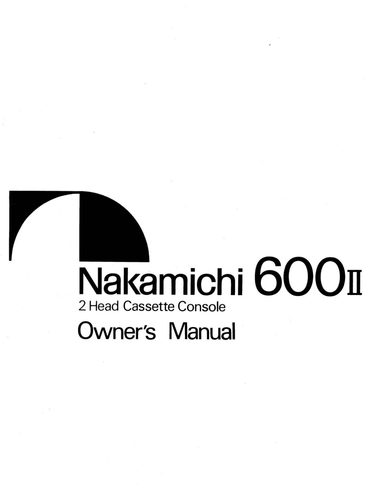 Nakamichi 600 Mk2 Owners manual