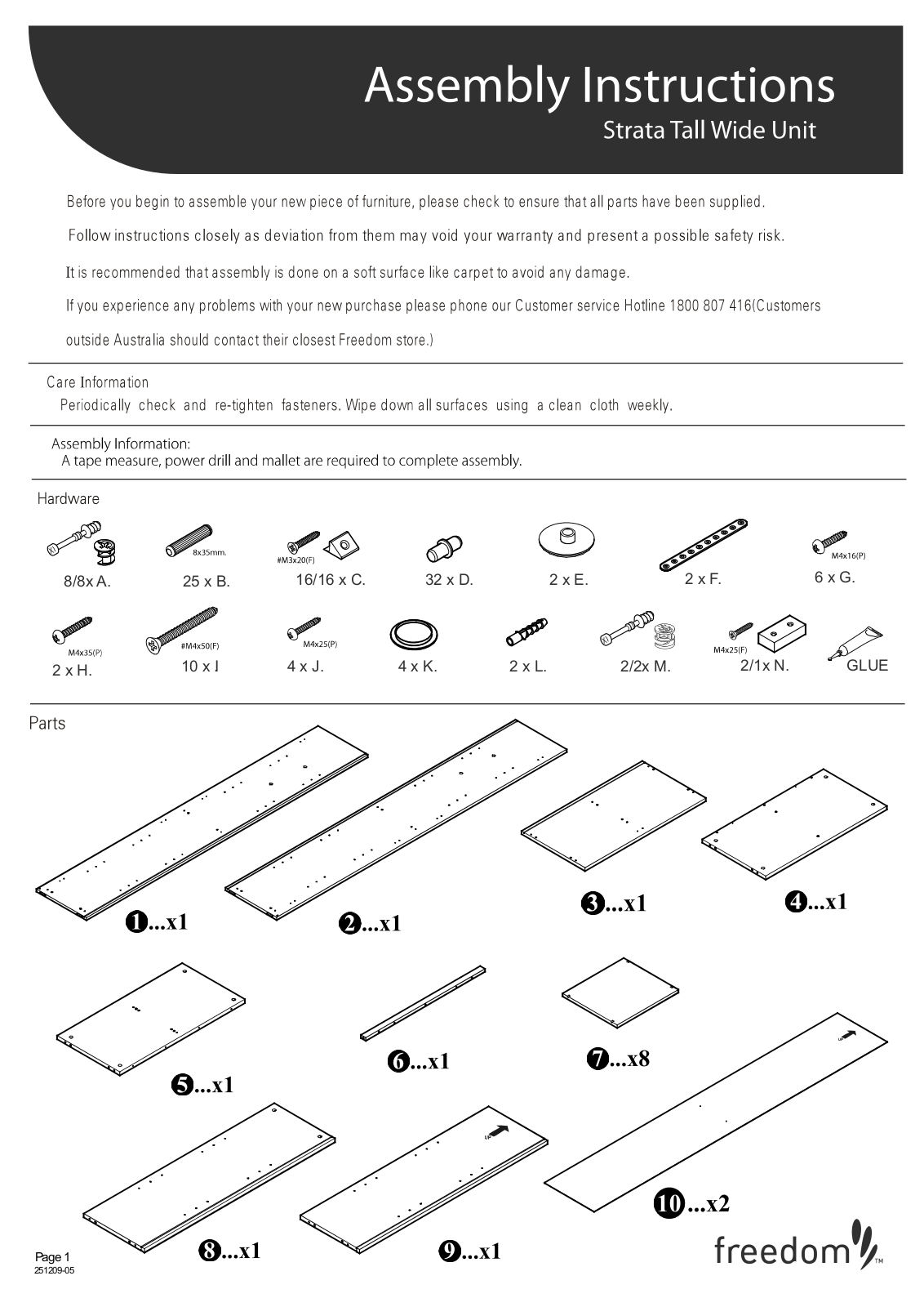 Freedom Strata Tall Wide Unit Assembly Instruction