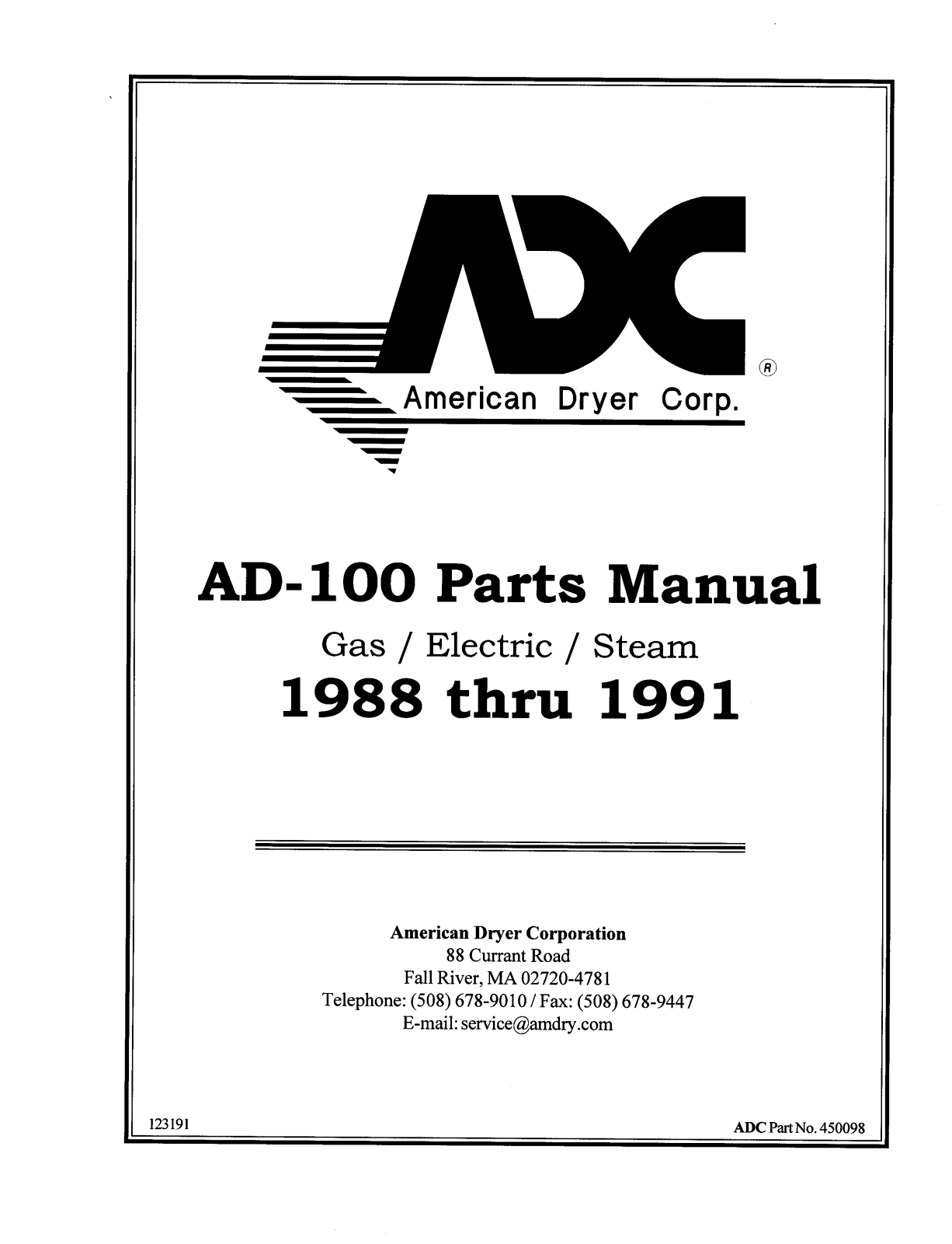 American Dryer AD-100 Parts Diagram