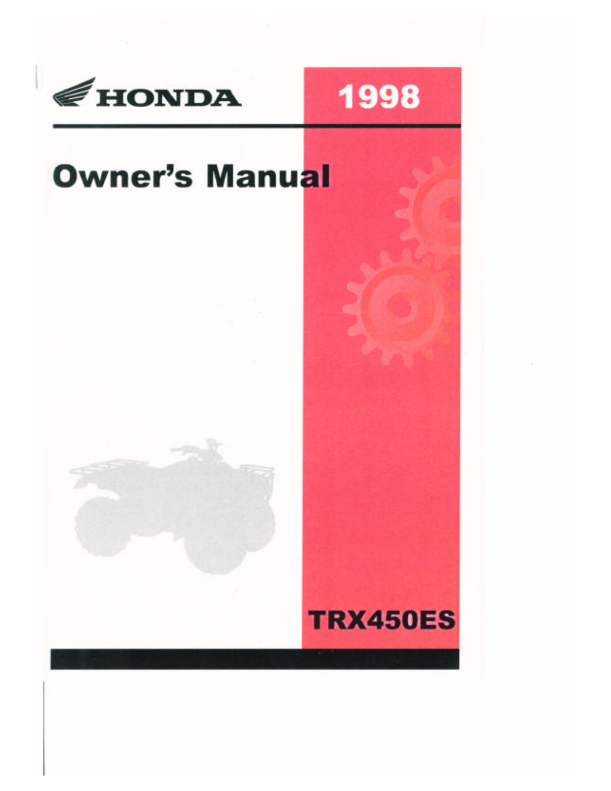 Honda TRX450ES 1998 Owner's Manual