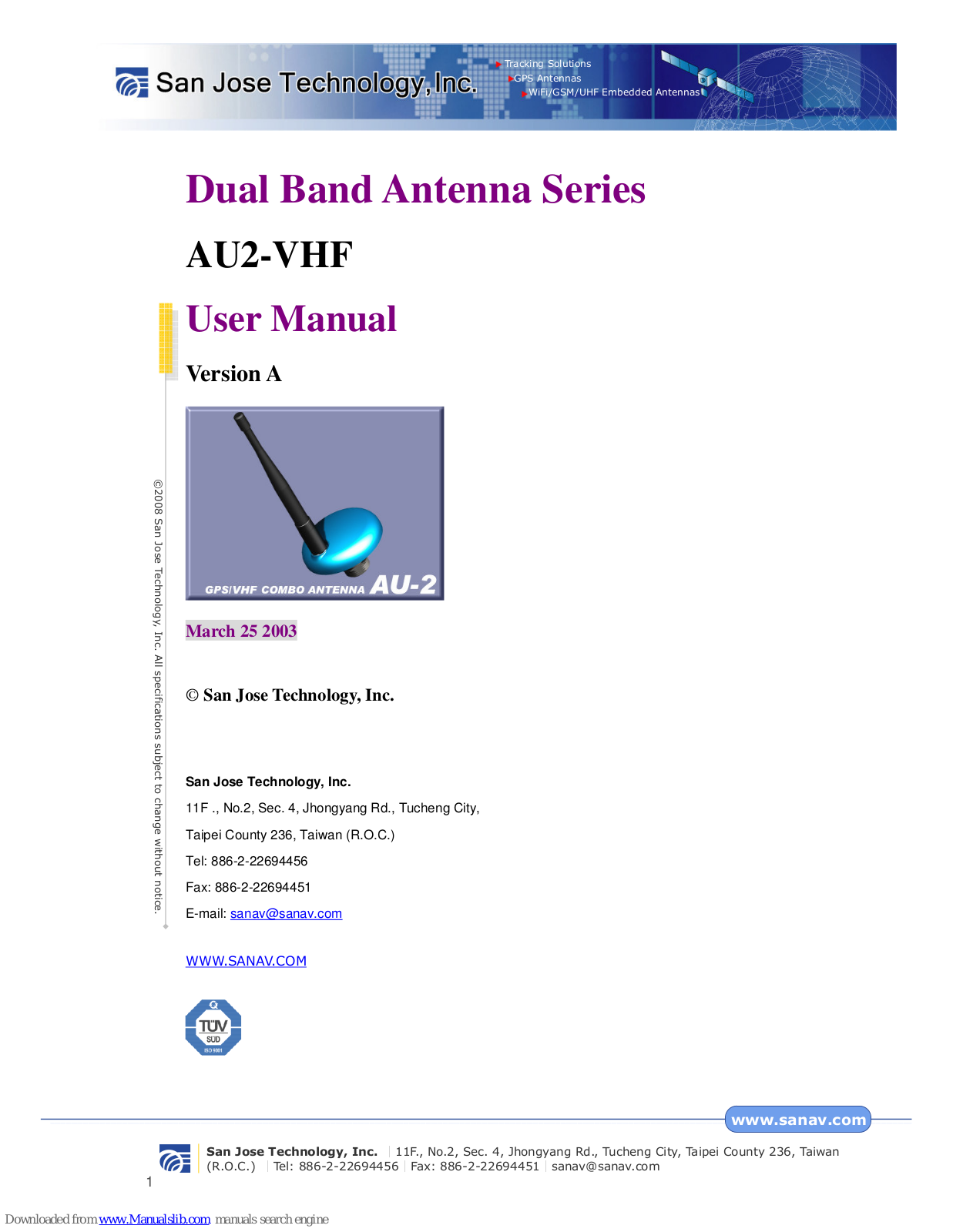 San Jose Technology AU2-VHF User Manual