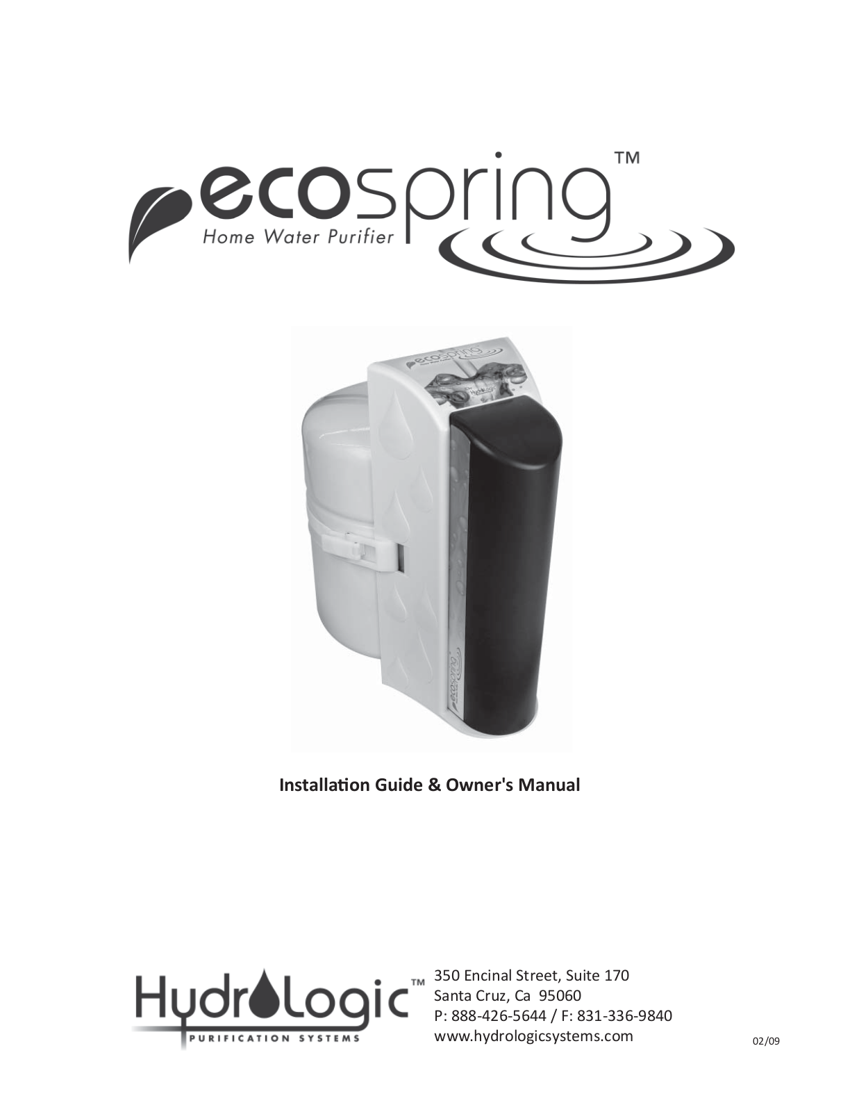 Hydro-Logic Ecospring User Manual