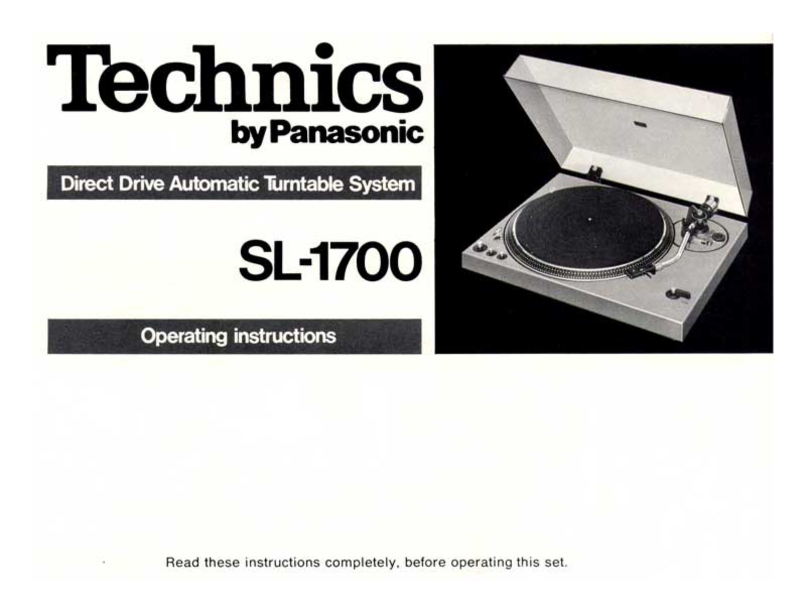 Technics SL-1700 Owners manual