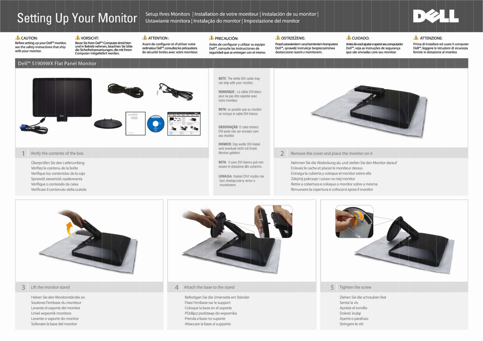 Dell S1909WXWFP Setup Diagram