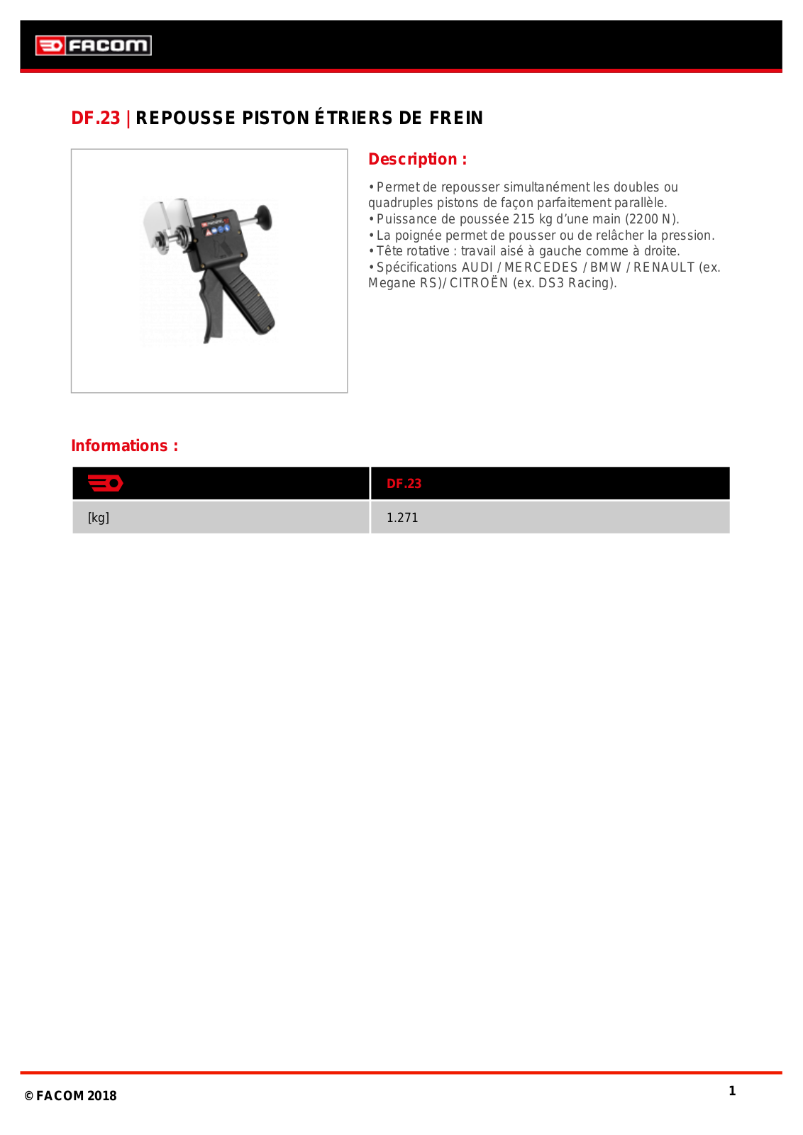 Facom DF.23PB Specification - ManualMachine.com