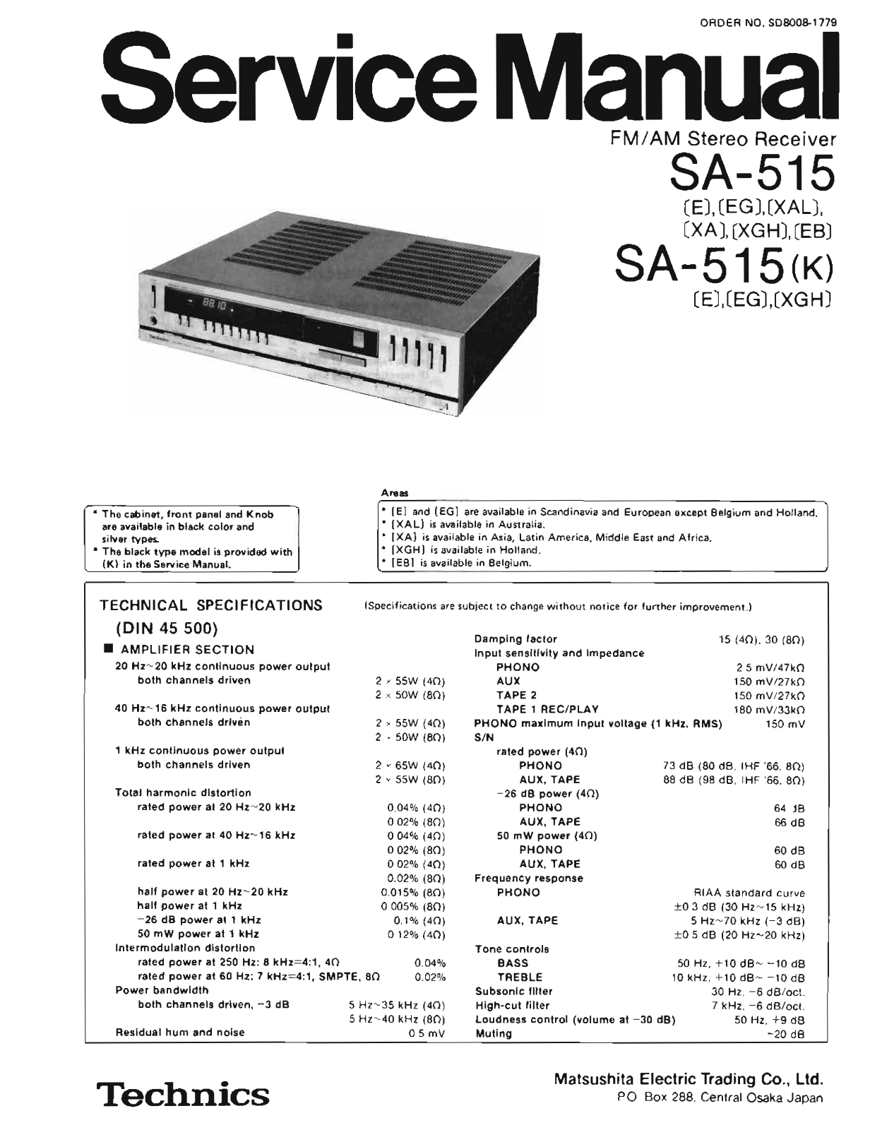 Technics SA-515 Service Manual