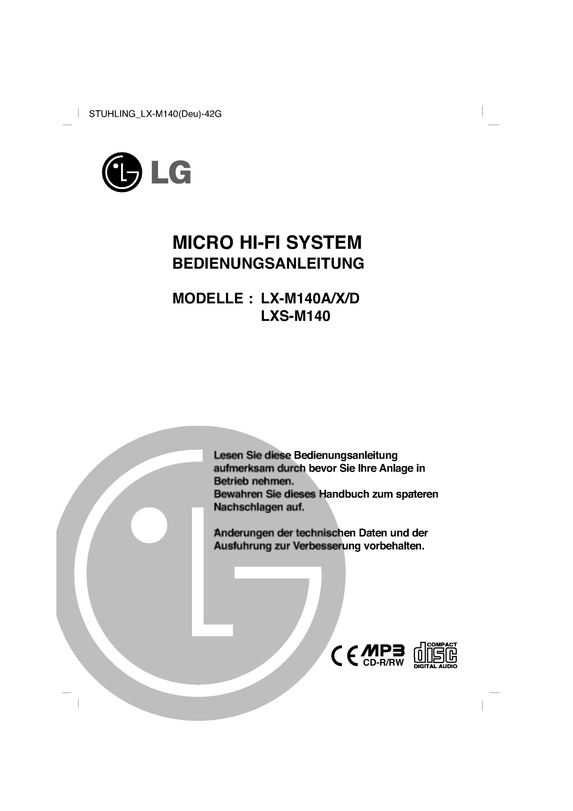 LG LX-M140D User Guide