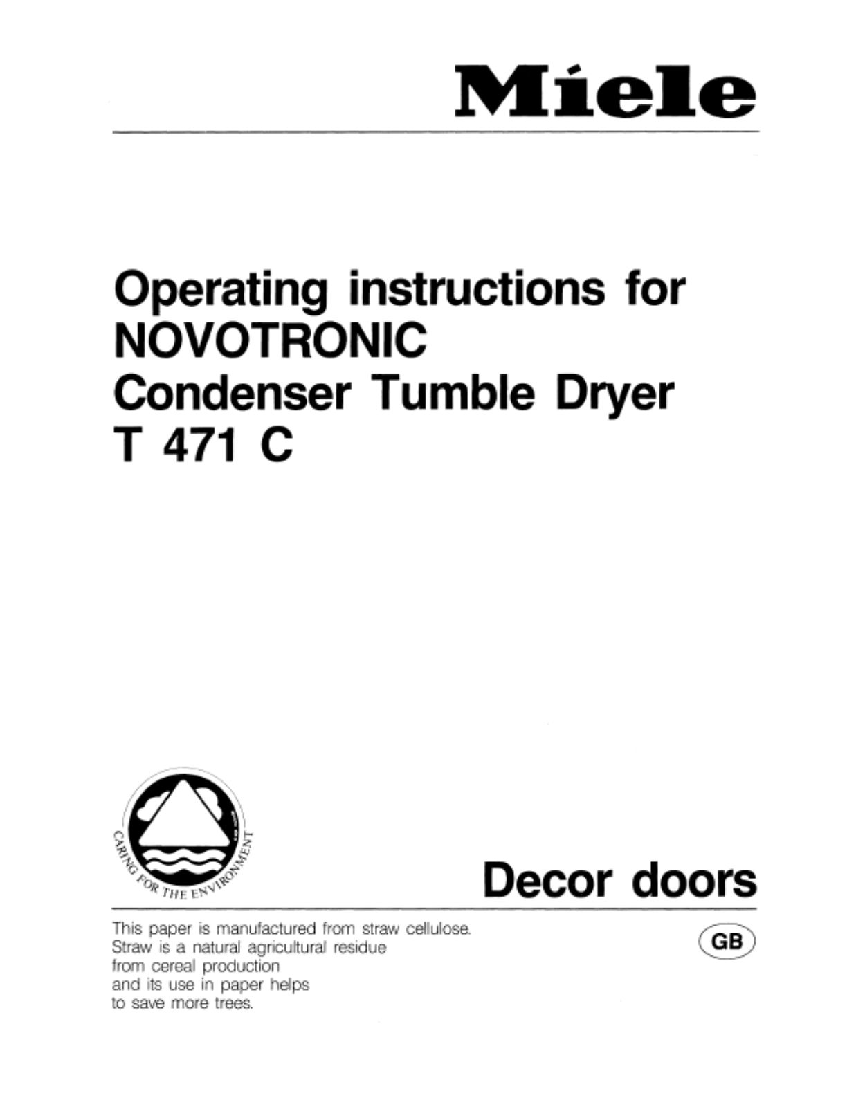 Miele T471 Operating instructions