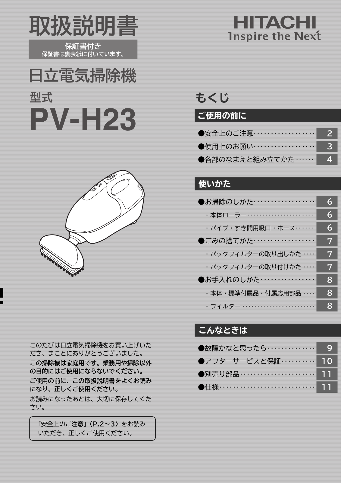 Hitachi PV-H23 User guide