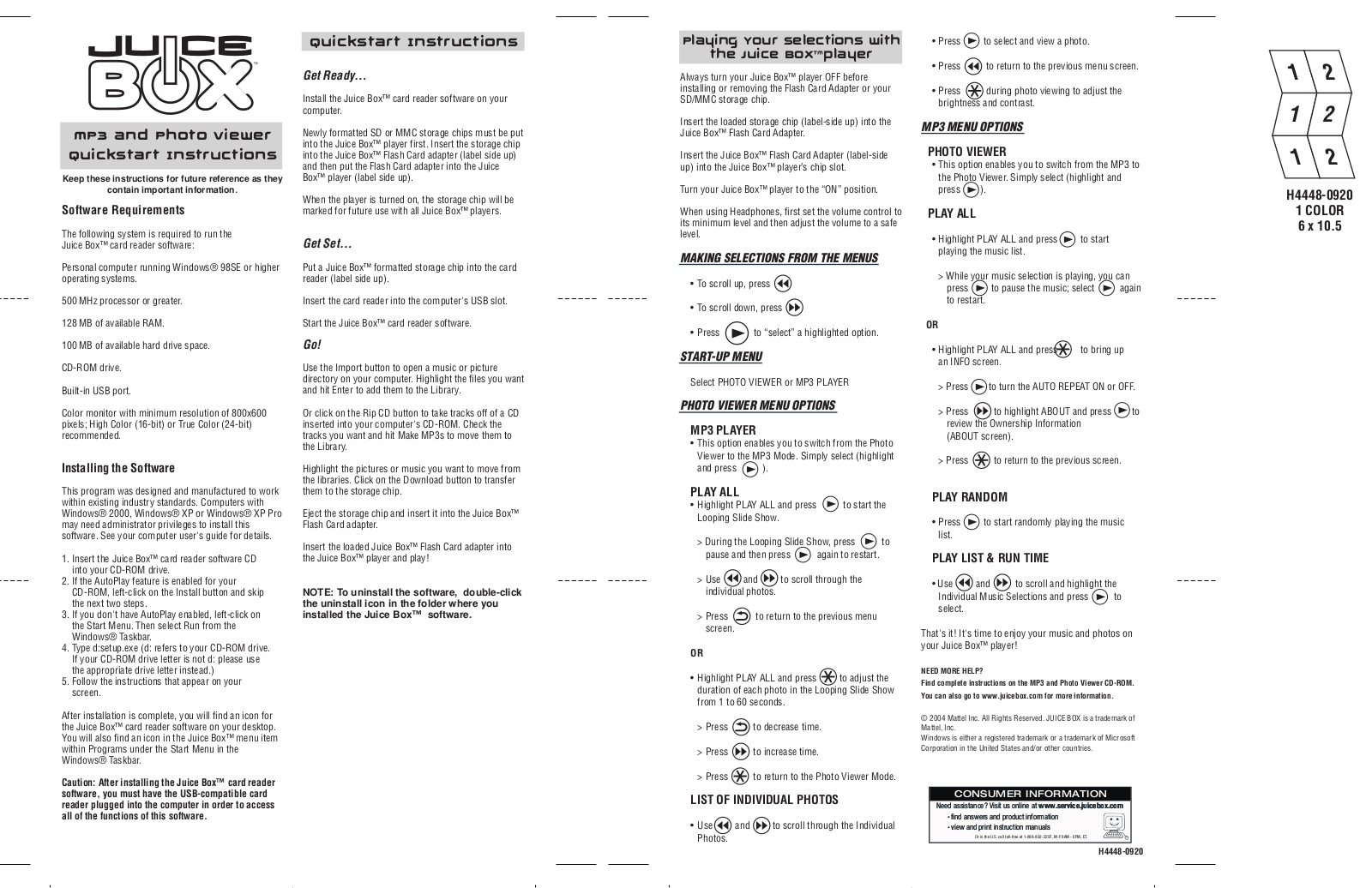 Fisher-Price H4448 Instruction Sheet