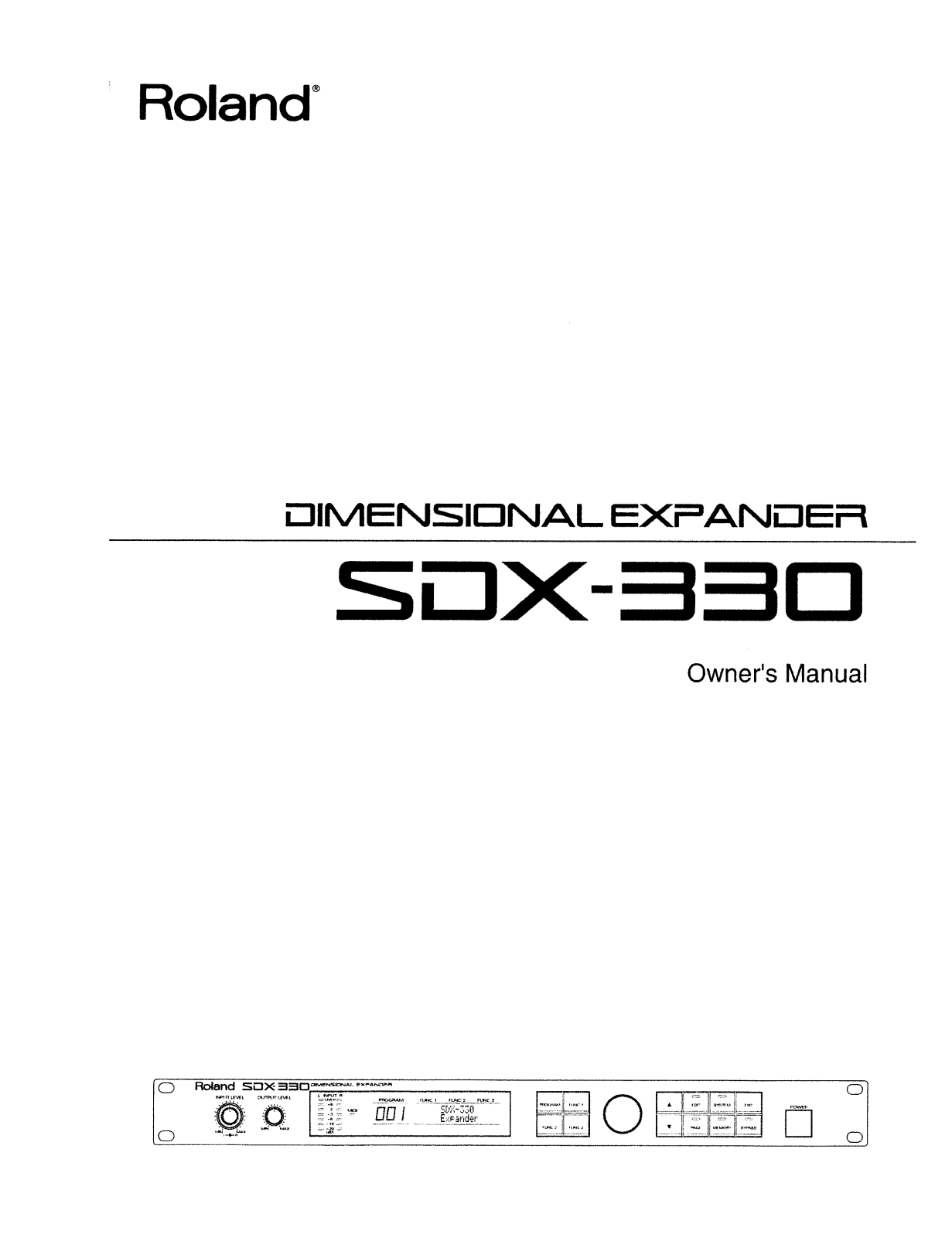 Roland Corporation SDX-330 Owner's Manual