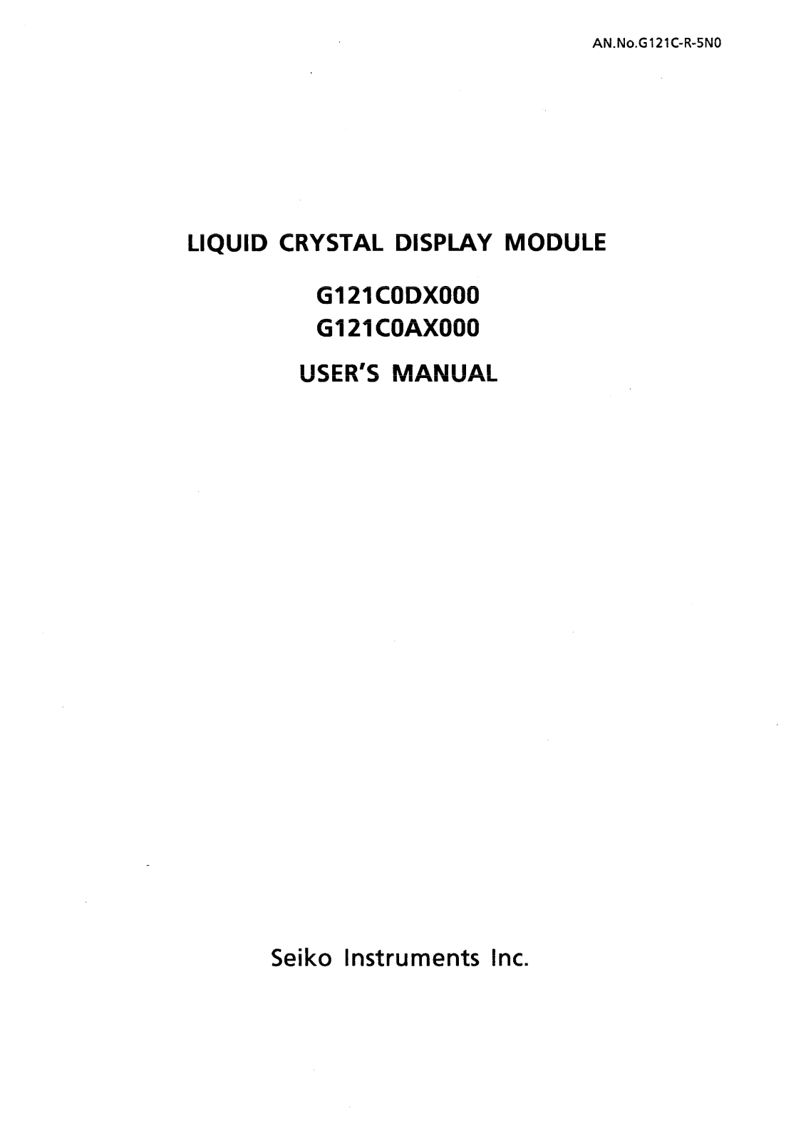 Seiko G121C0DX000, G121C0AX000 Datasheet