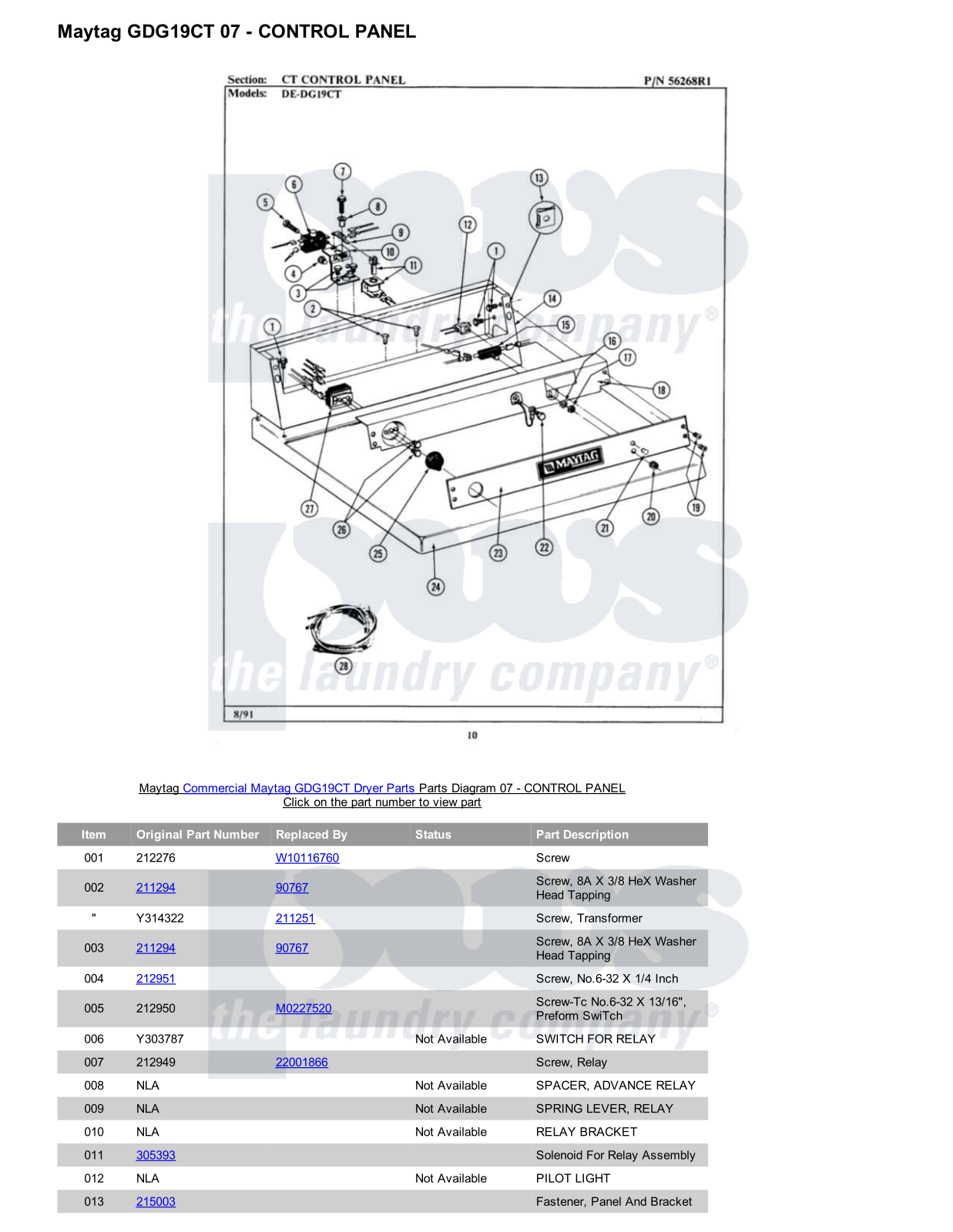 Maytag GDG19CT Parts Diagram