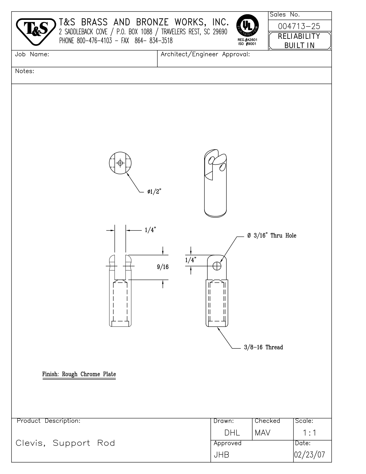 T&S Brass 004713-25 User Manual