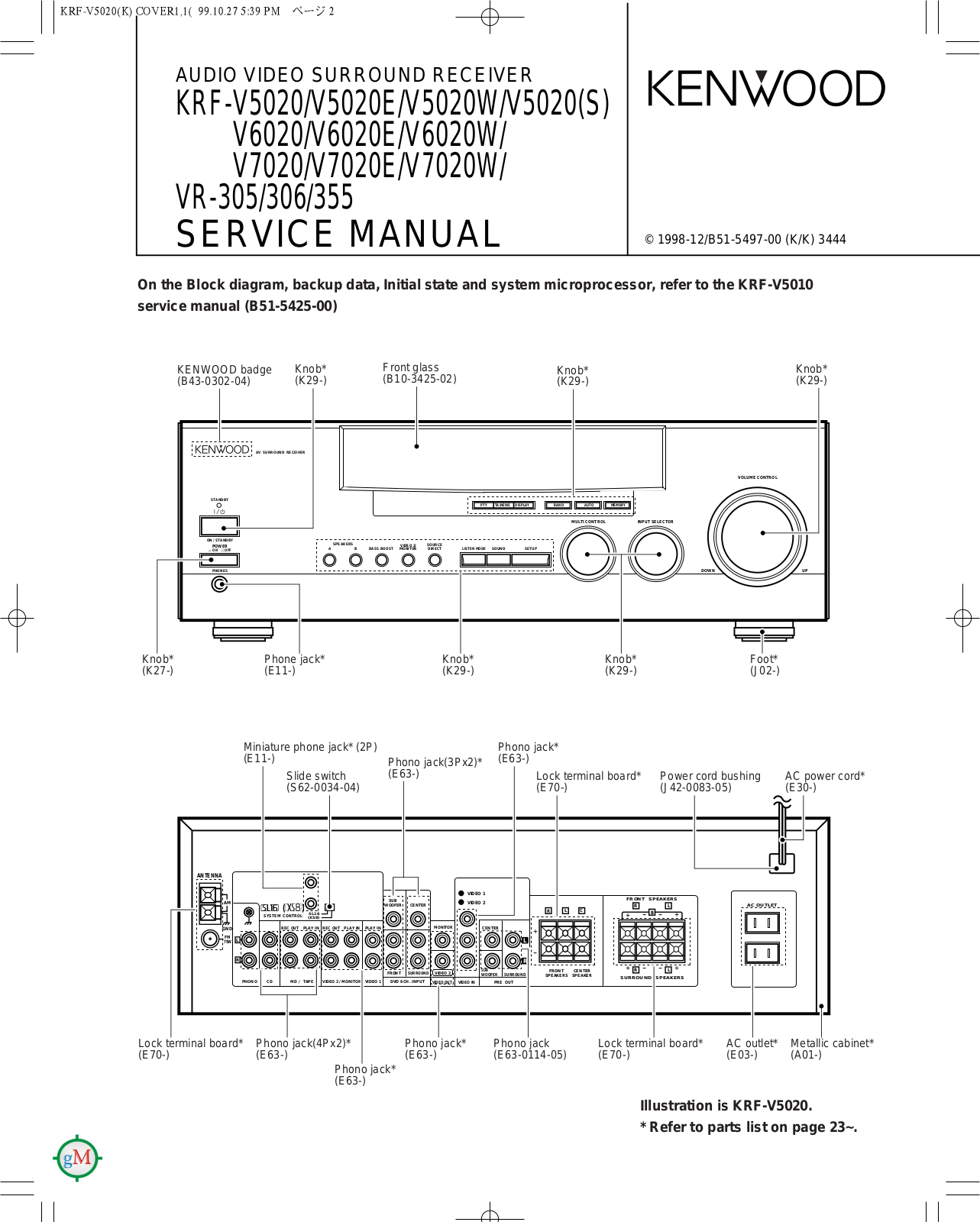 Kenwood KRFV-5020, KRFV-50205, KRFV-6020, KRFV-7020, VR-305 Service manual