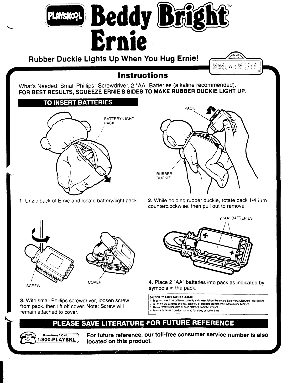 HASBRO Beddy Bright Ernie User Manual