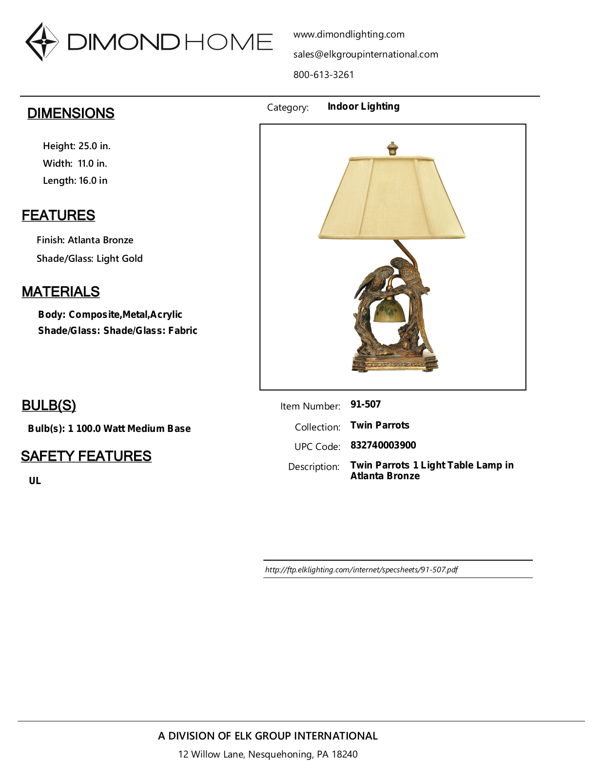 ELK Home 91507 User Manual