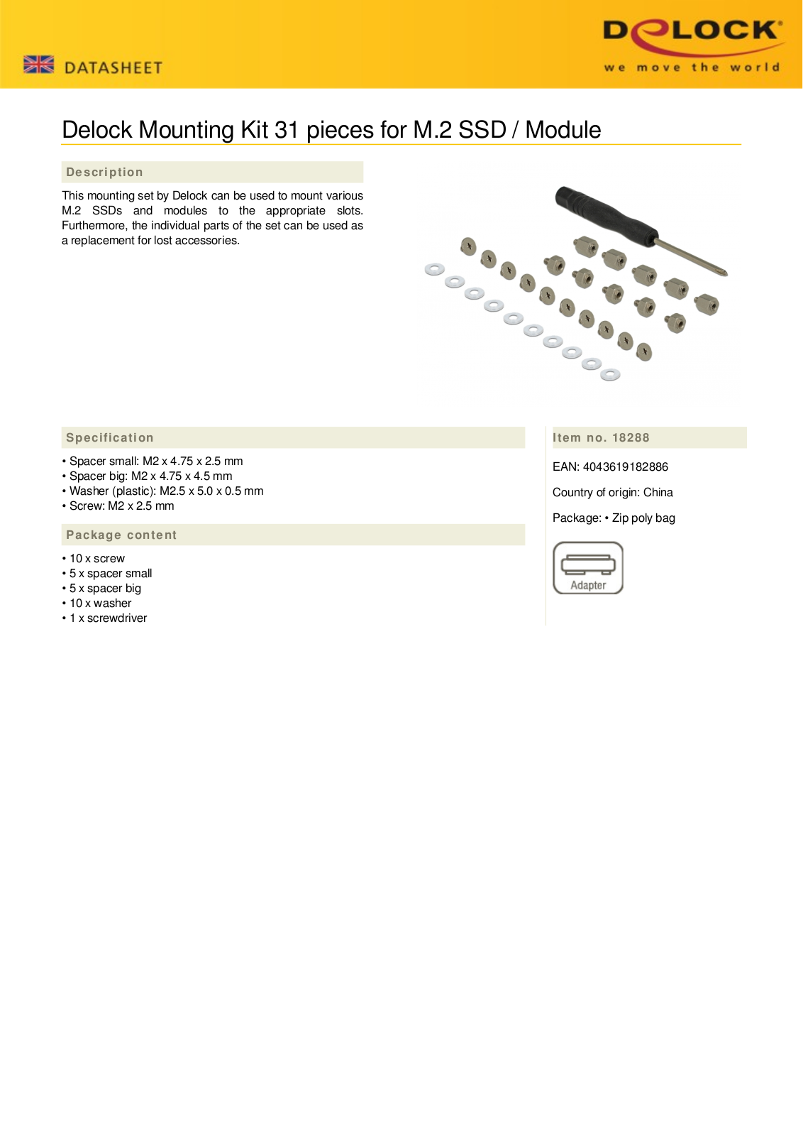 DELOCK 18288 Datasheet - ManualMachine.com