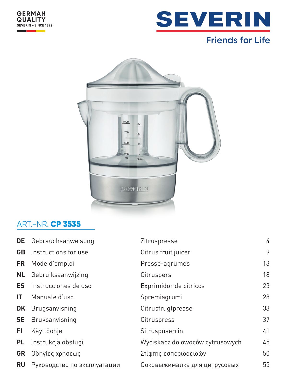 Severin CP 3535 operation manual