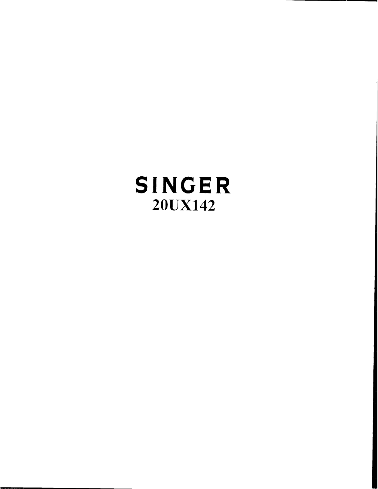 Singer 20UX142 User Manual