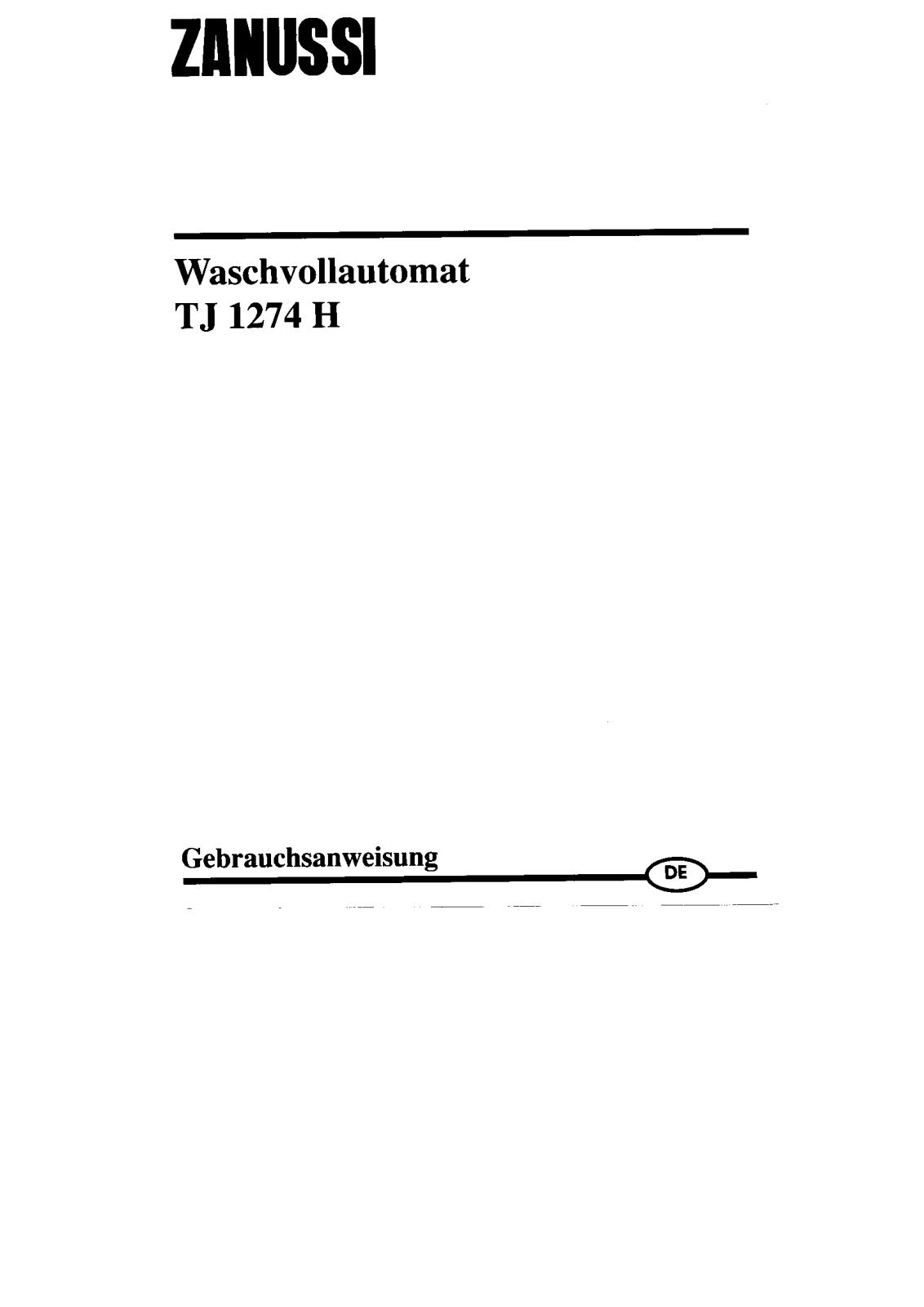 Zanussi TJ1274H User Manual