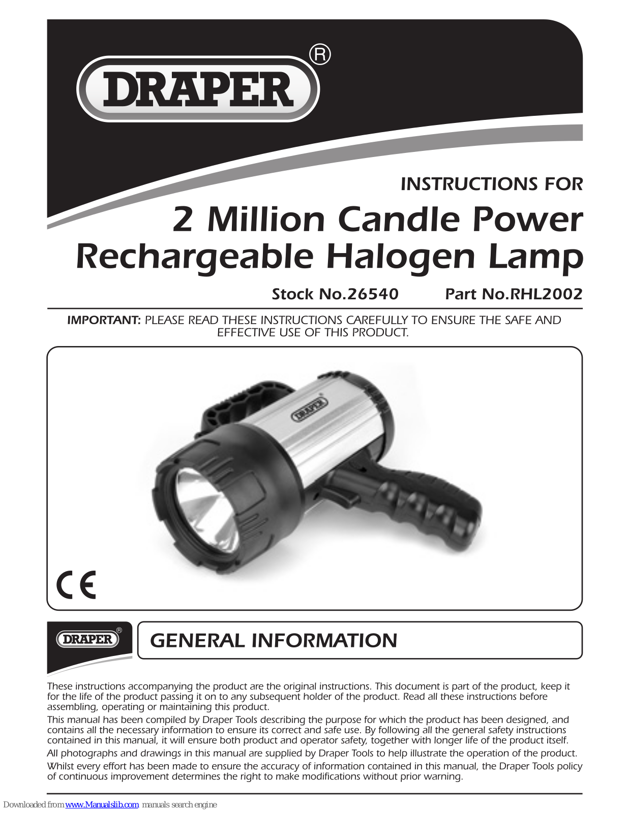 Draper RHL2002, 26540 Instructions Manual - ManualMachine.com