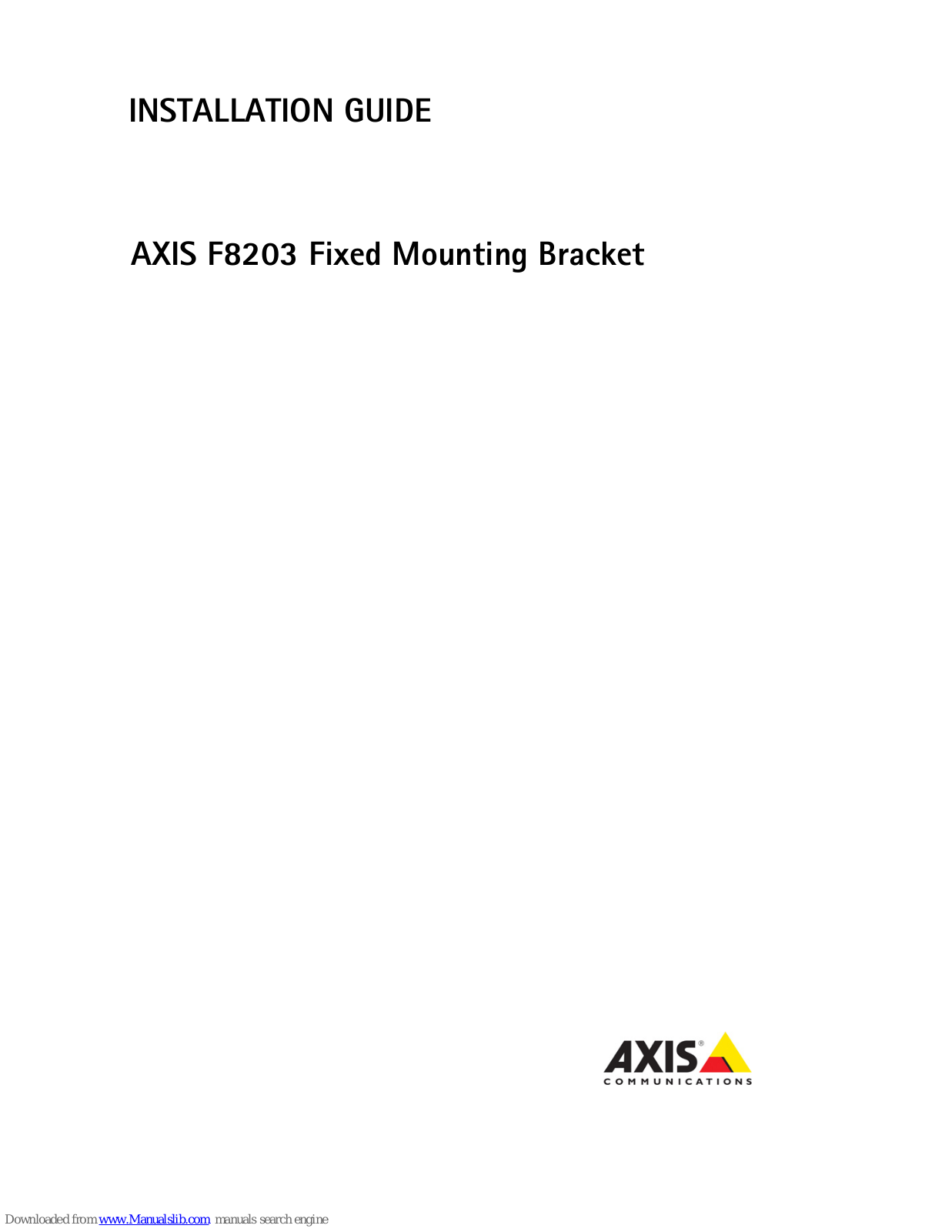 Axis F8203 Installation Manual