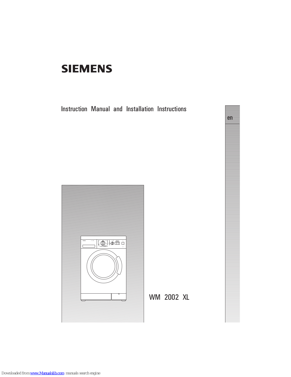 Siemens WM2002XL Instruction Manual And Installation Instructions