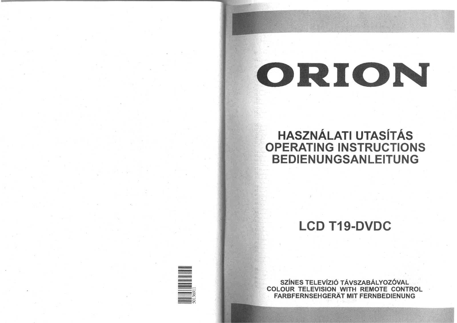 Orion LCD T19-DVDC Operating Manual