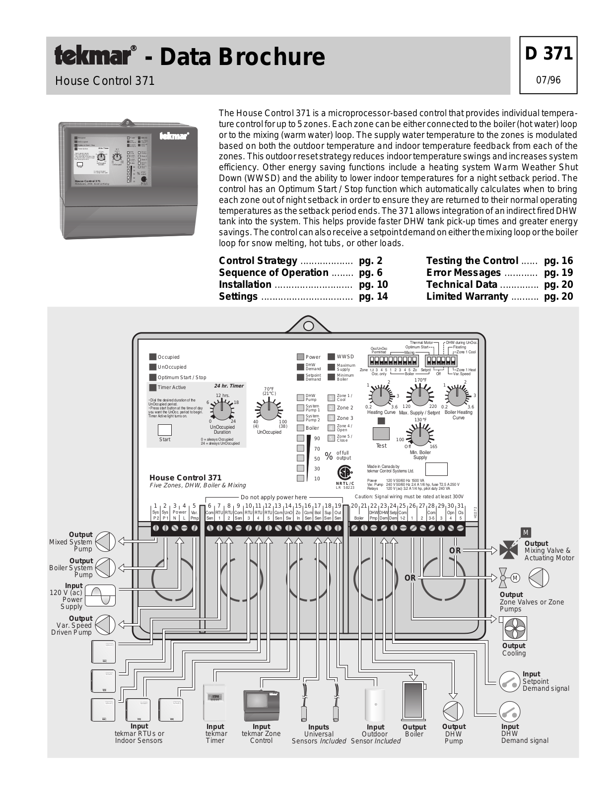 tekmar 371 User Manual